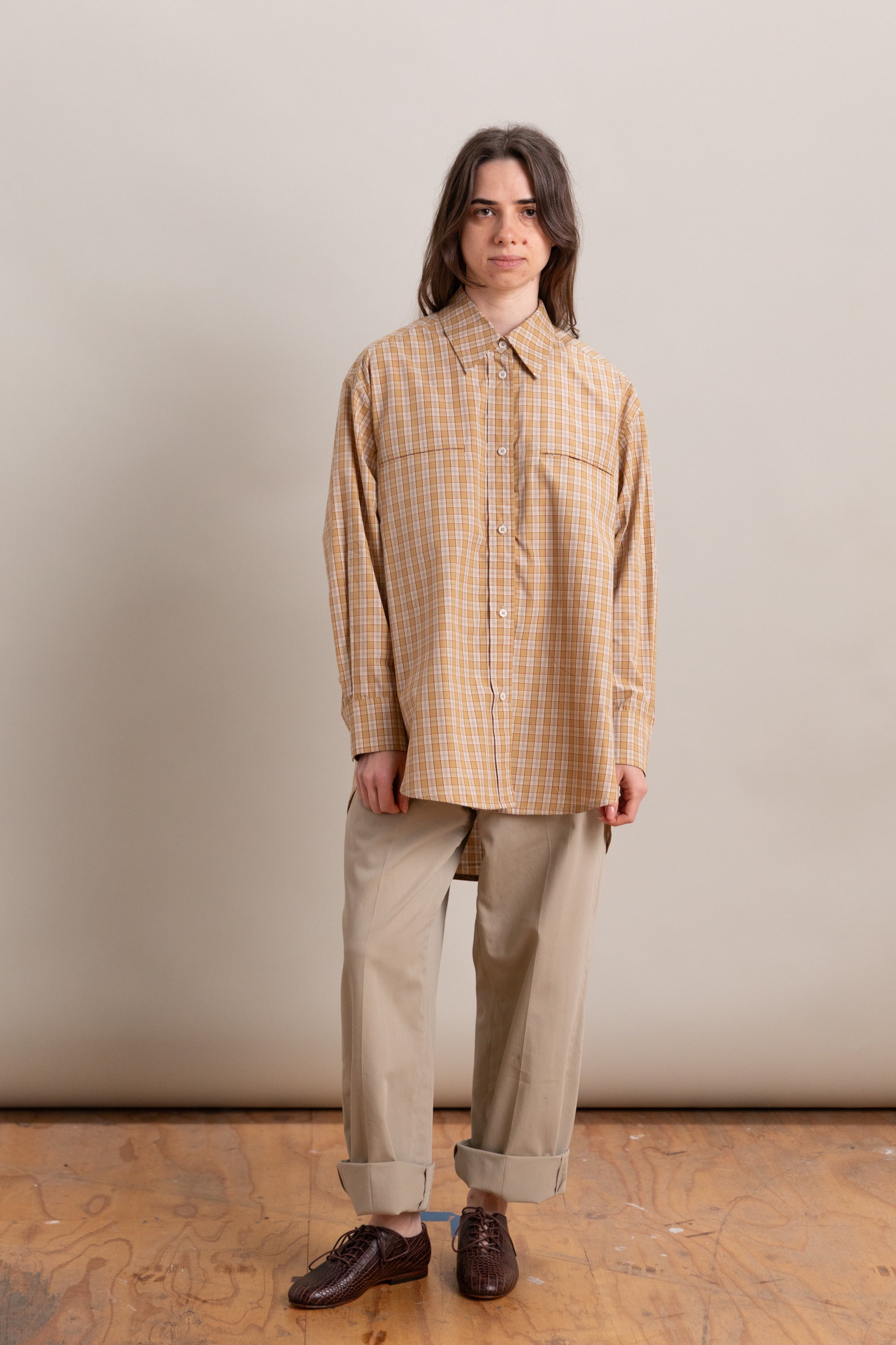 PHOEBE SHIRT IN CHECK JAPANESE COTTON DYED VOILE