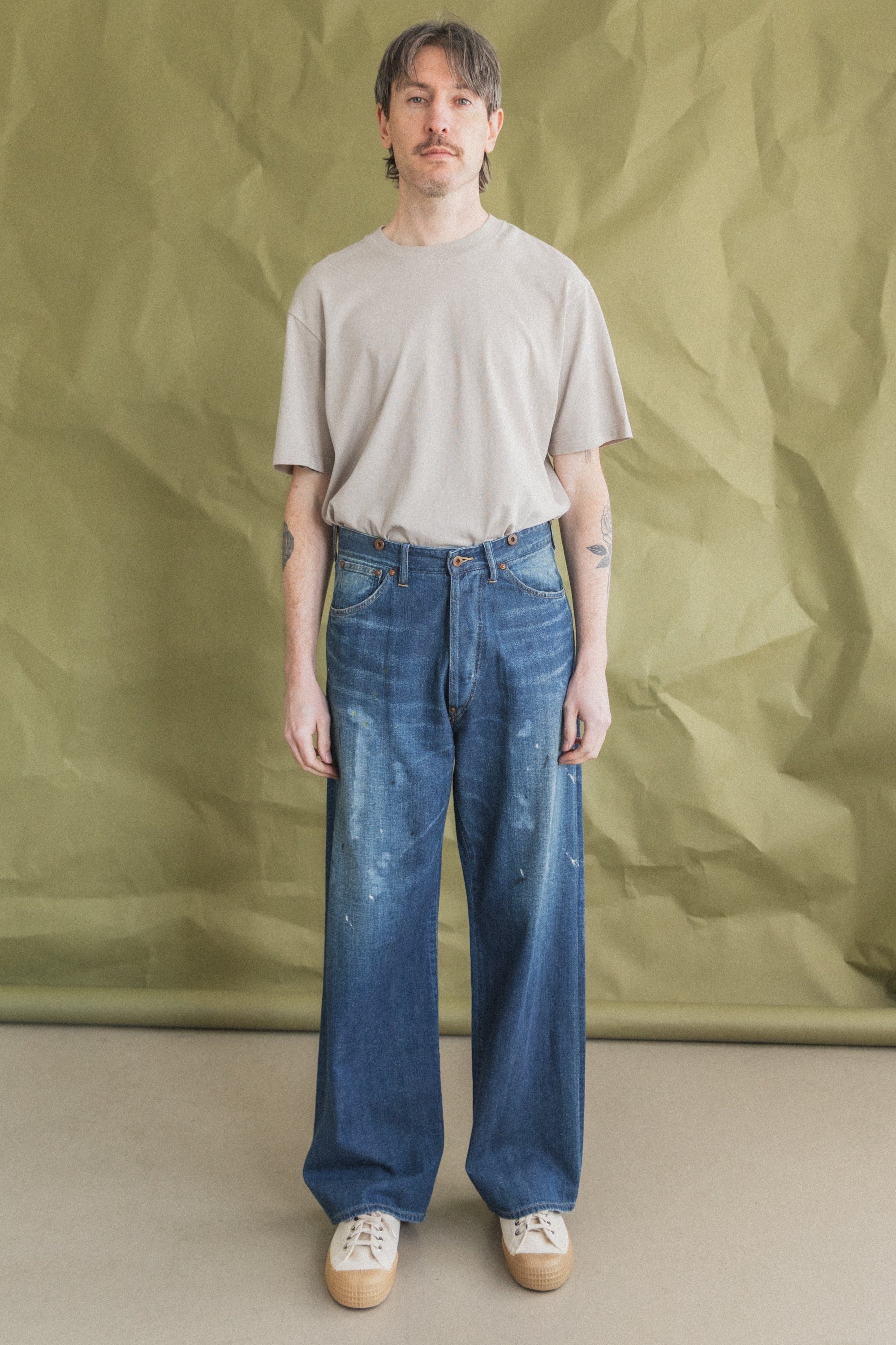 LOT 704 DENIM TROUSERS IN DAMAGED INDIGO PAINT