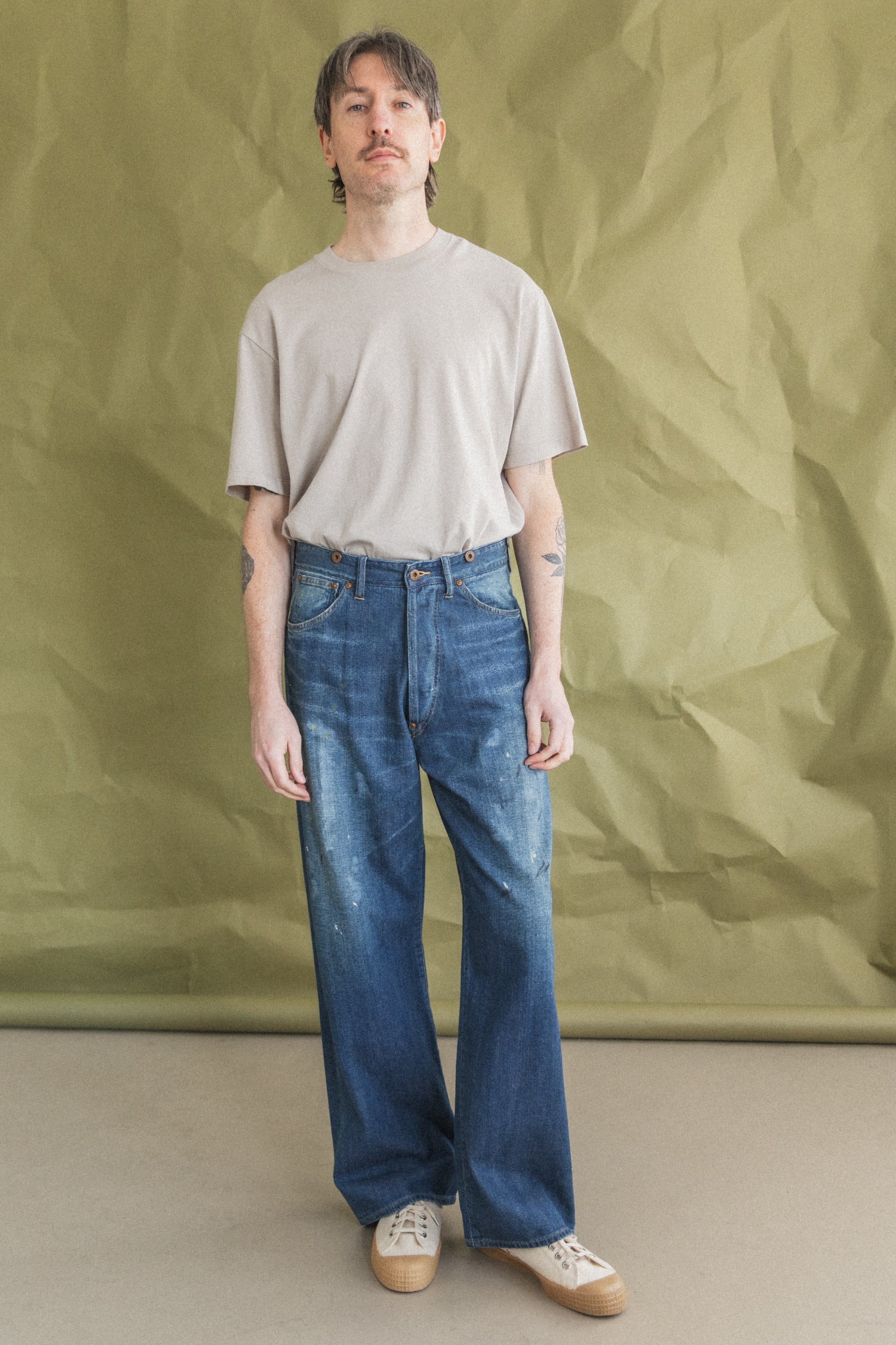 LOT 704 DENIM TROUSERS IN DAMAGED INDIGO PAINT