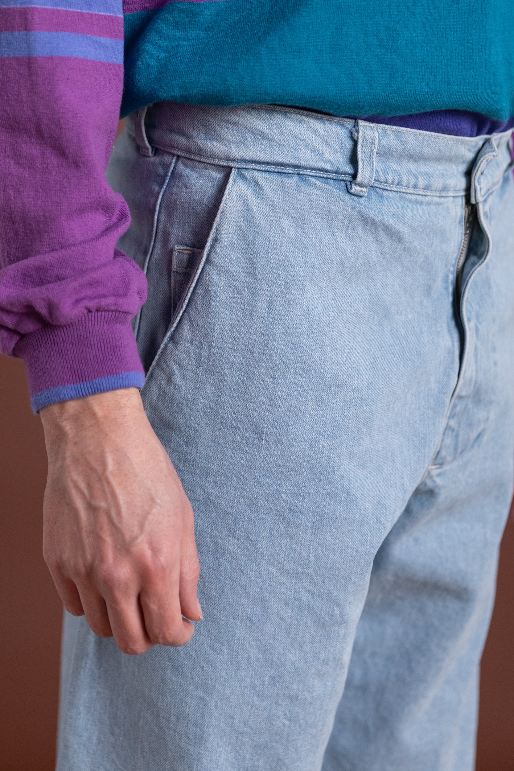 5 POCKET PANTS IN BLEACHED INDIGO