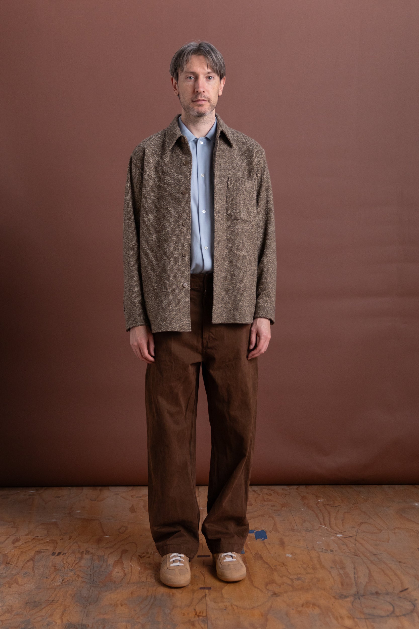HOMESPUN TWEED SHIRT IN BROWN