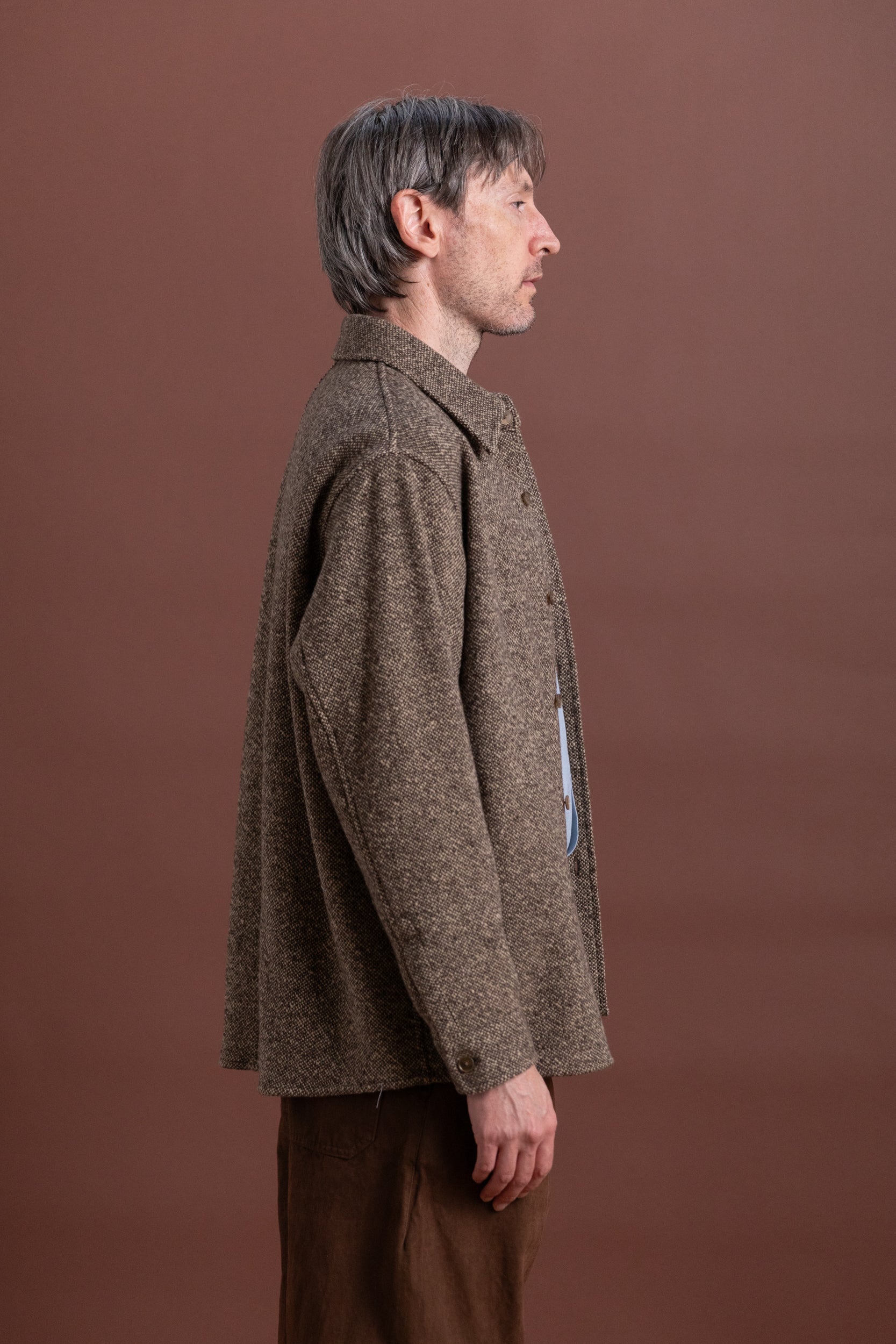 HOMESPUN TWEED SHIRT IN BROWN