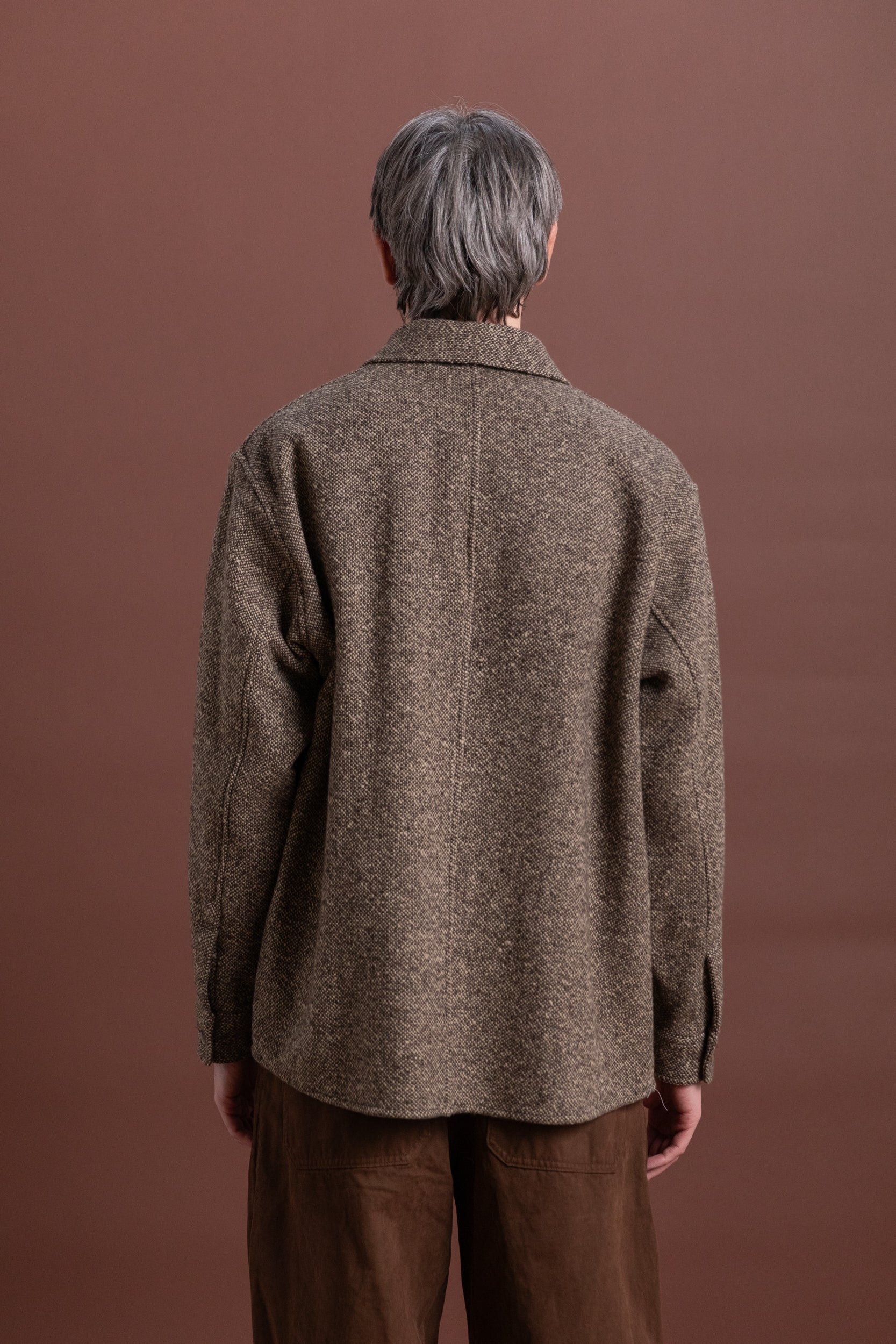 HOMESPUN TWEED SHIRT IN BROWN
