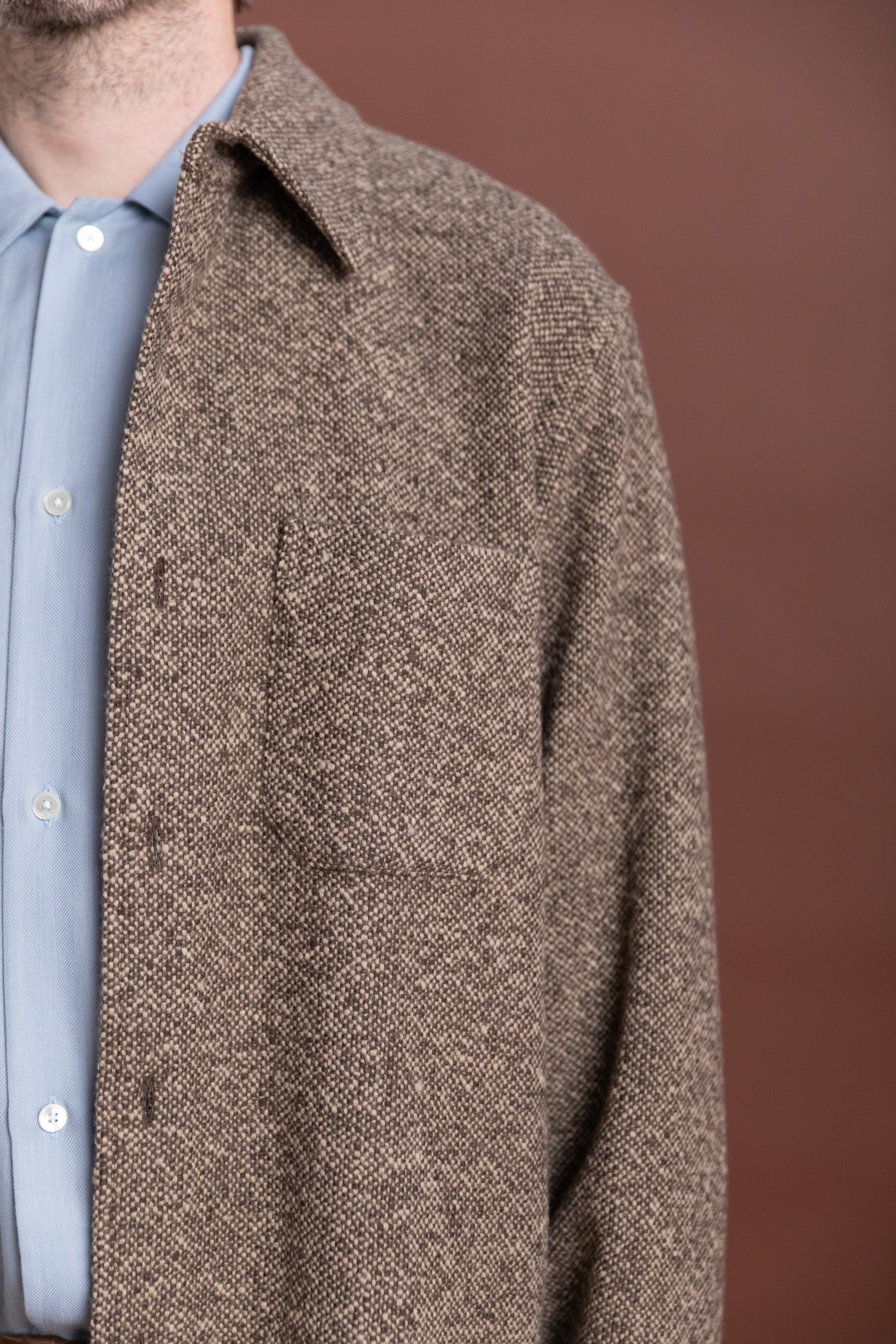 HOMESPUN TWEED SHIRT IN BROWN