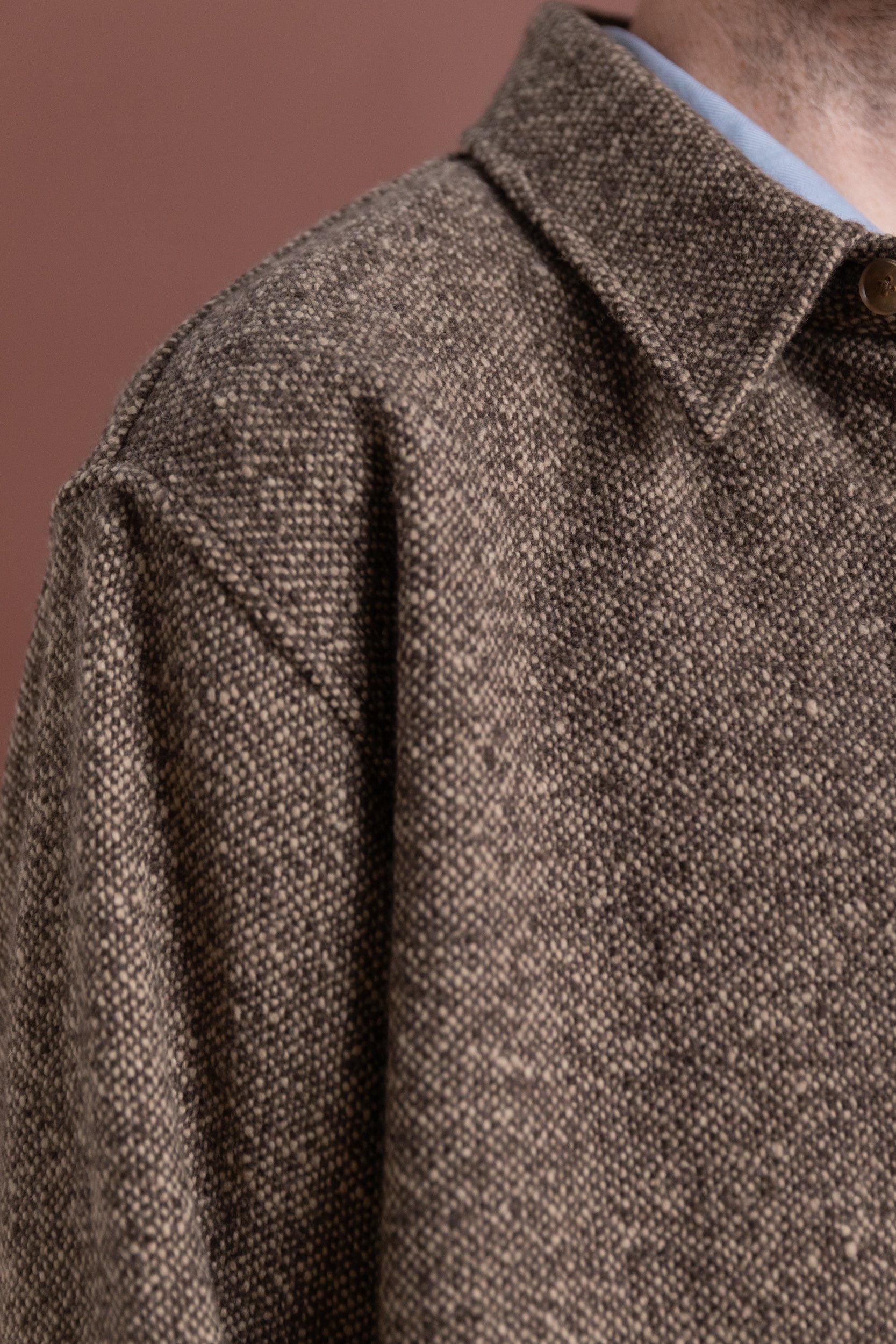 HOMESPUN TWEED SHIRT IN BROWN