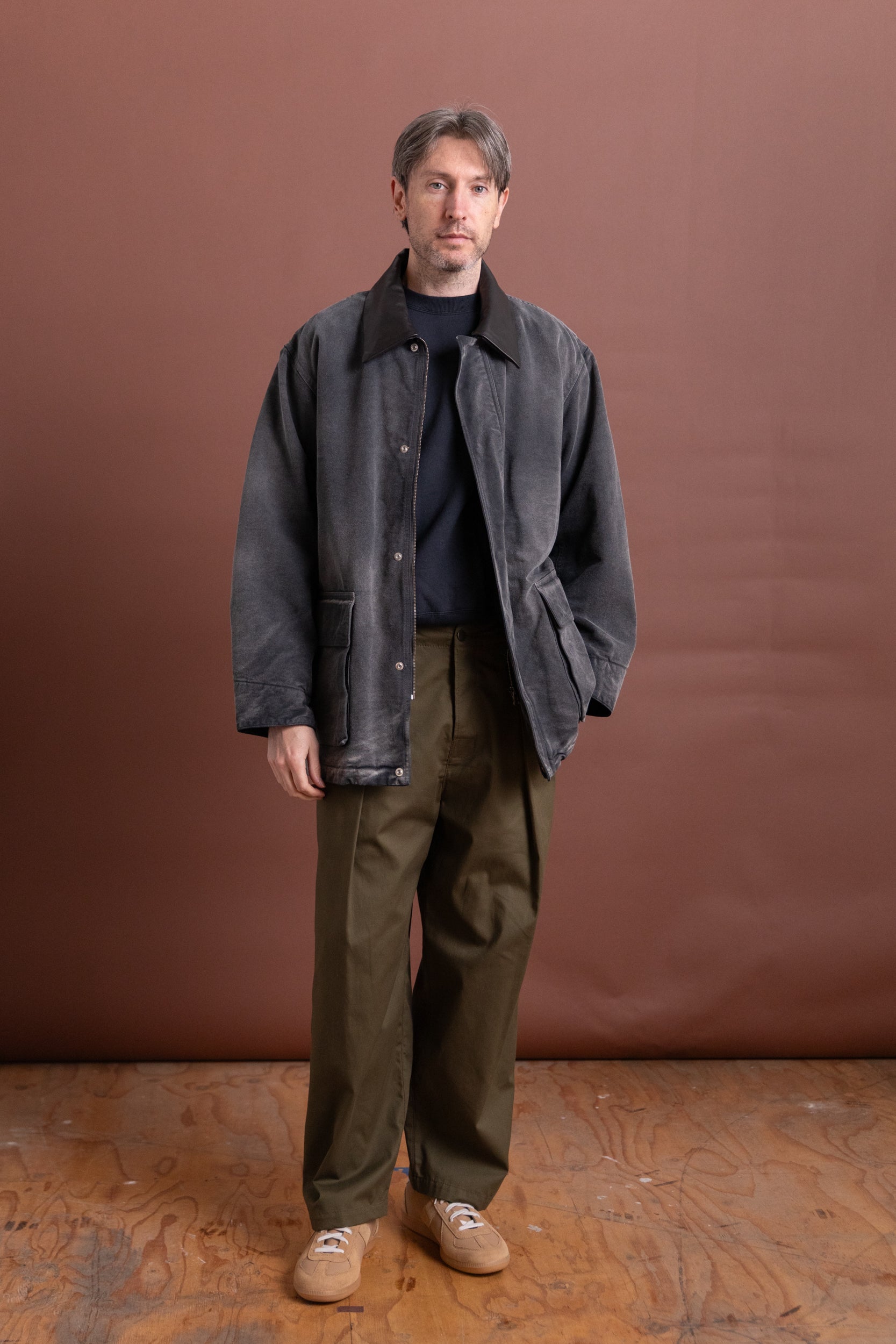 PRODUCT DYED ORGANIC COTTON DUCK BLOUSON IN FADED BLACK