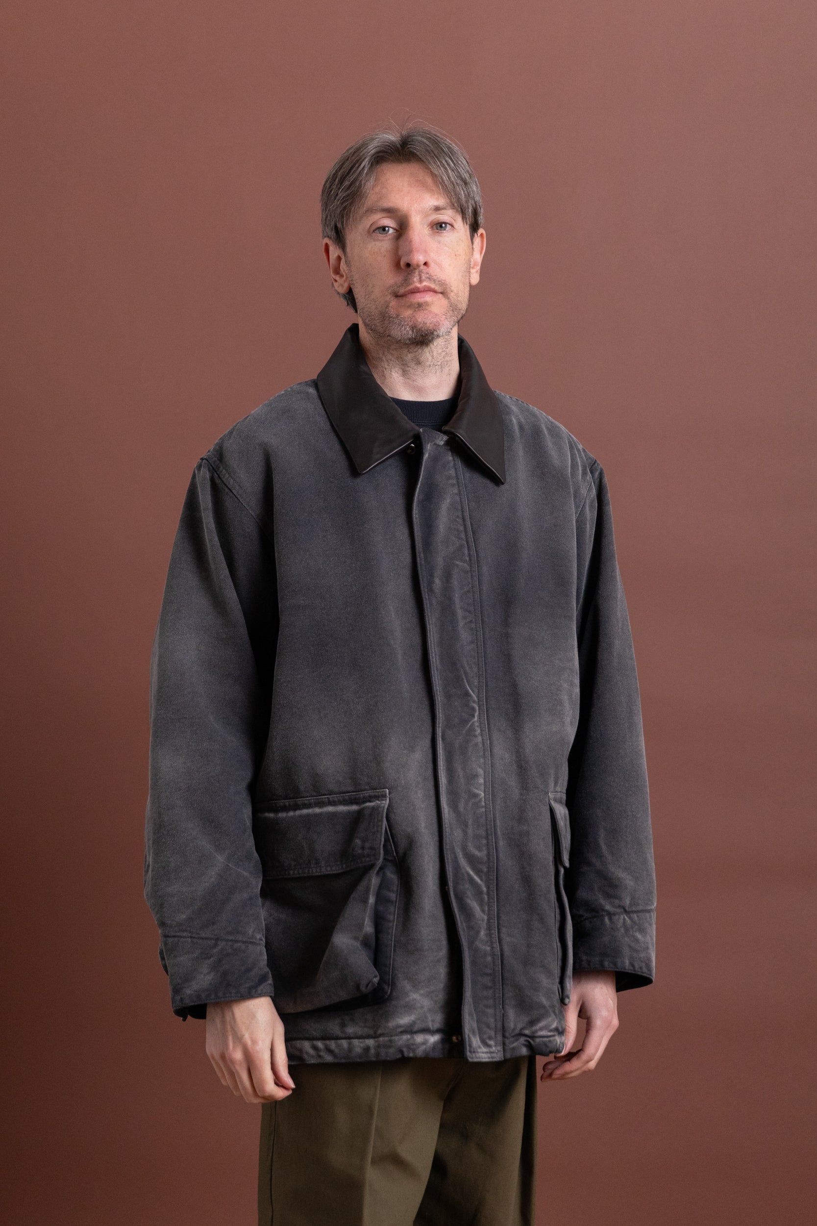 PRODUCT DYED ORGANIC COTTON DUCK BLOUSON IN FADED BLACK