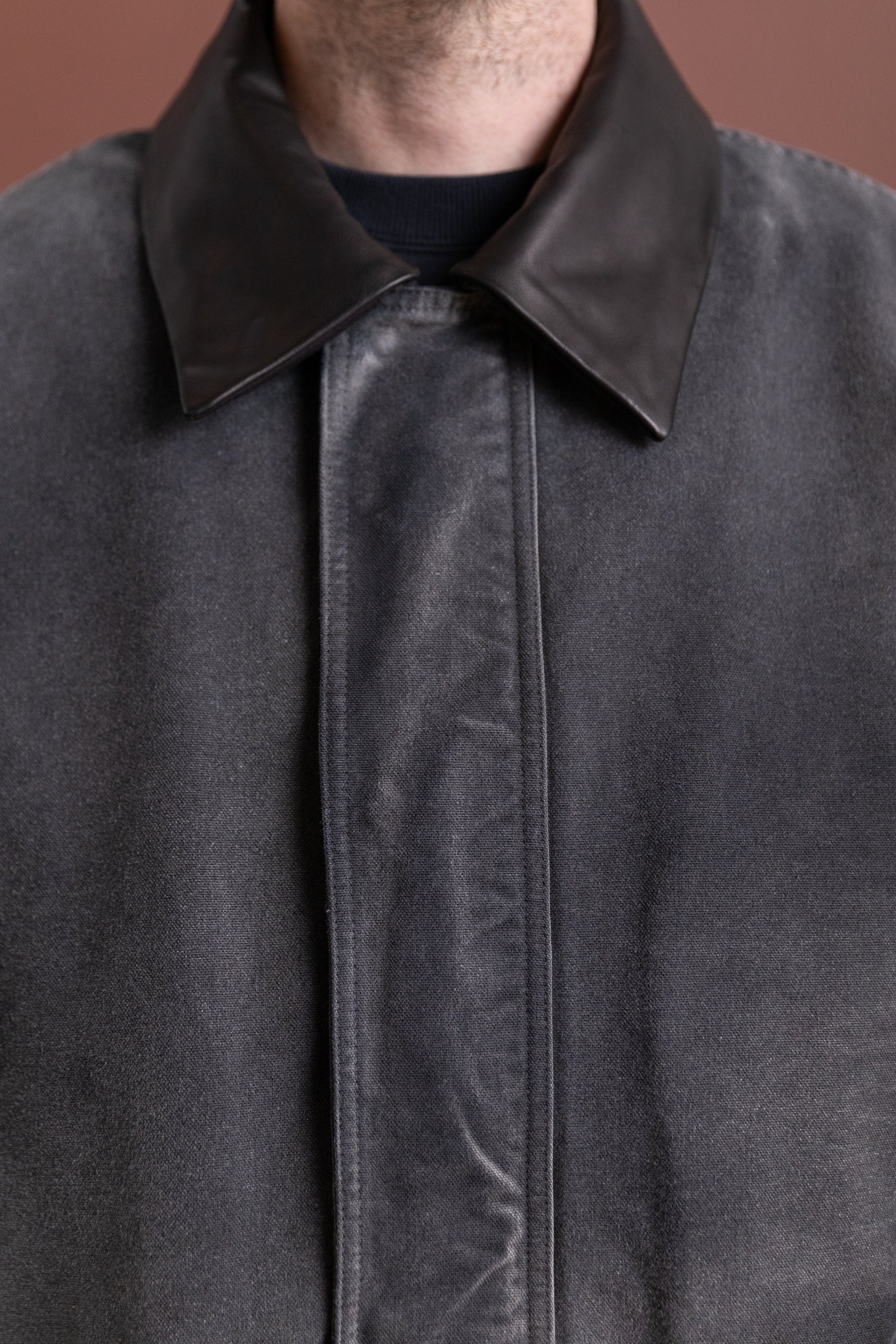 PRODUCT DYED ORGANIC COTTON DUCK BLOUSON IN FADED BLACK