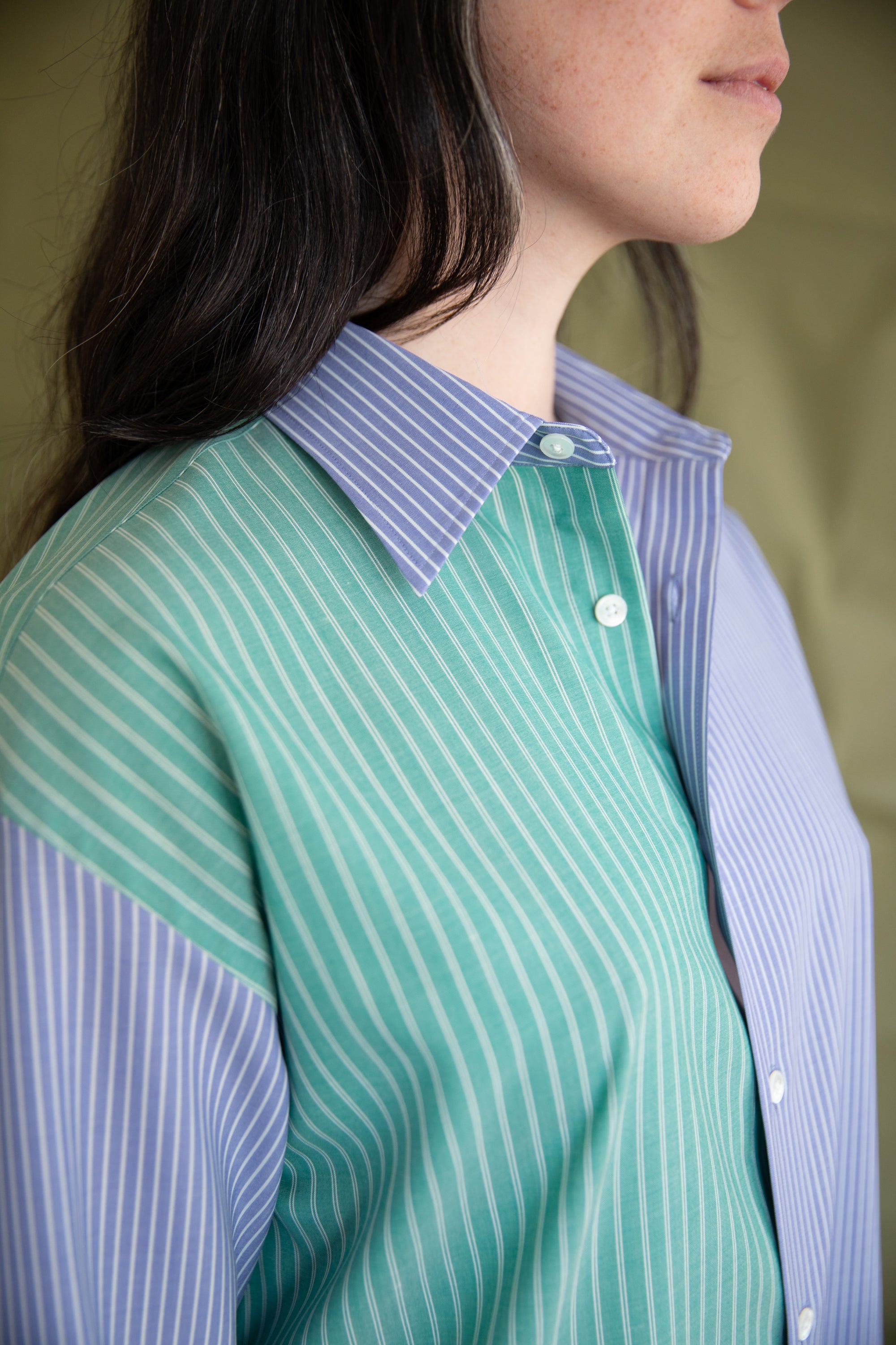 SUPER FINE WOOL SHIRT IN MULTI-STRIPE