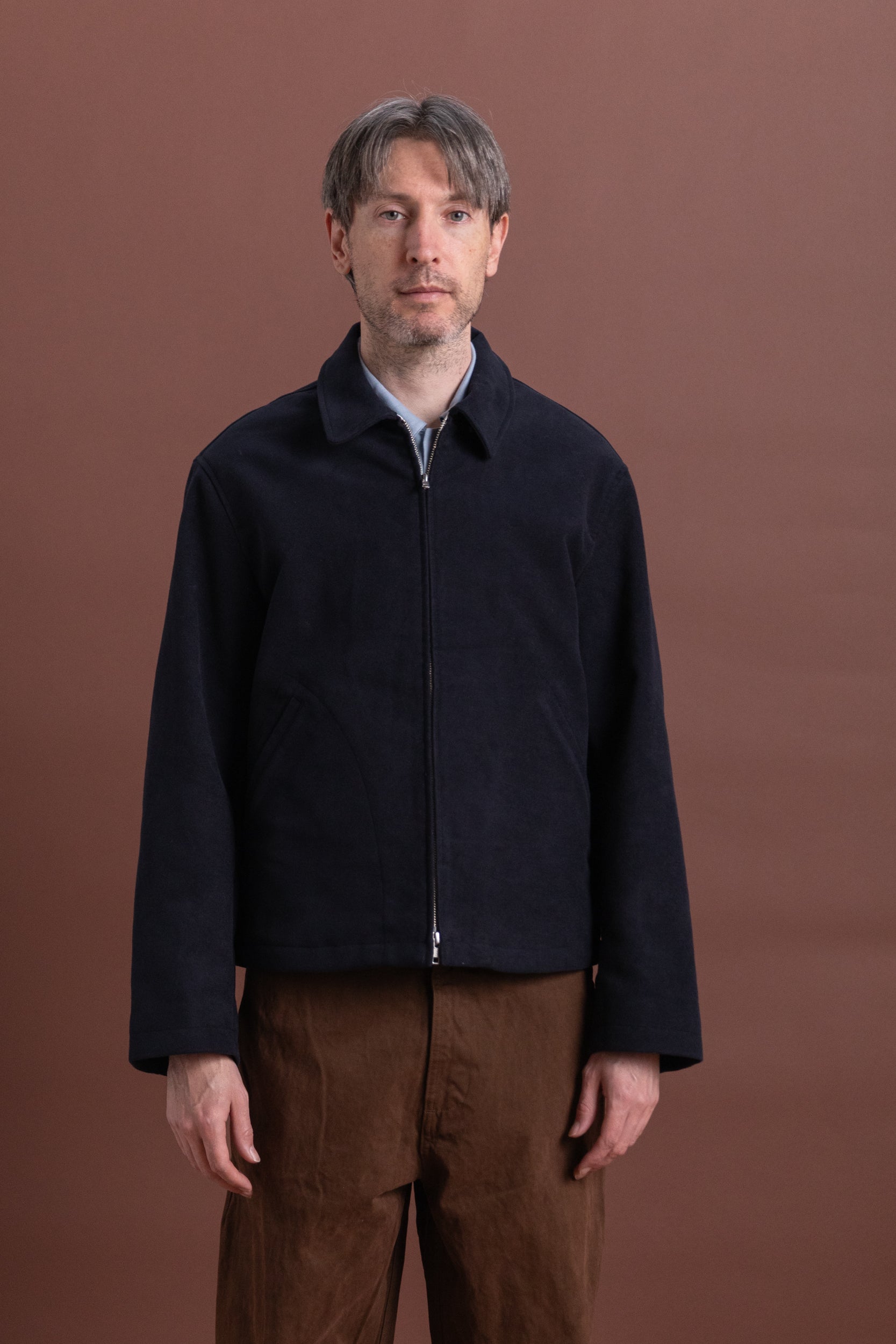 SITE JACKET IN DARK NAVY COTTON MOLESKIN