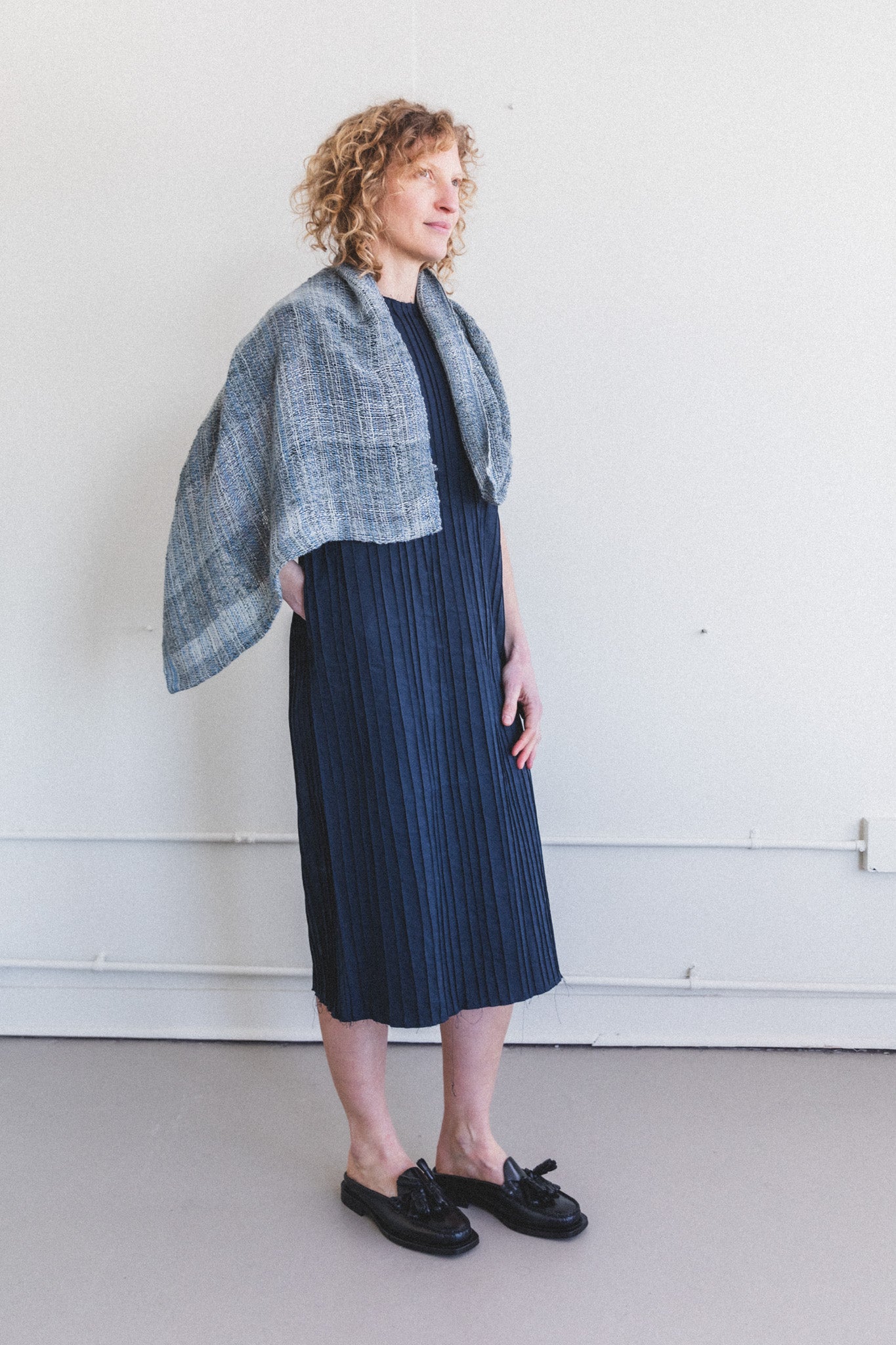 INDIGO AND METALLIC STOLE