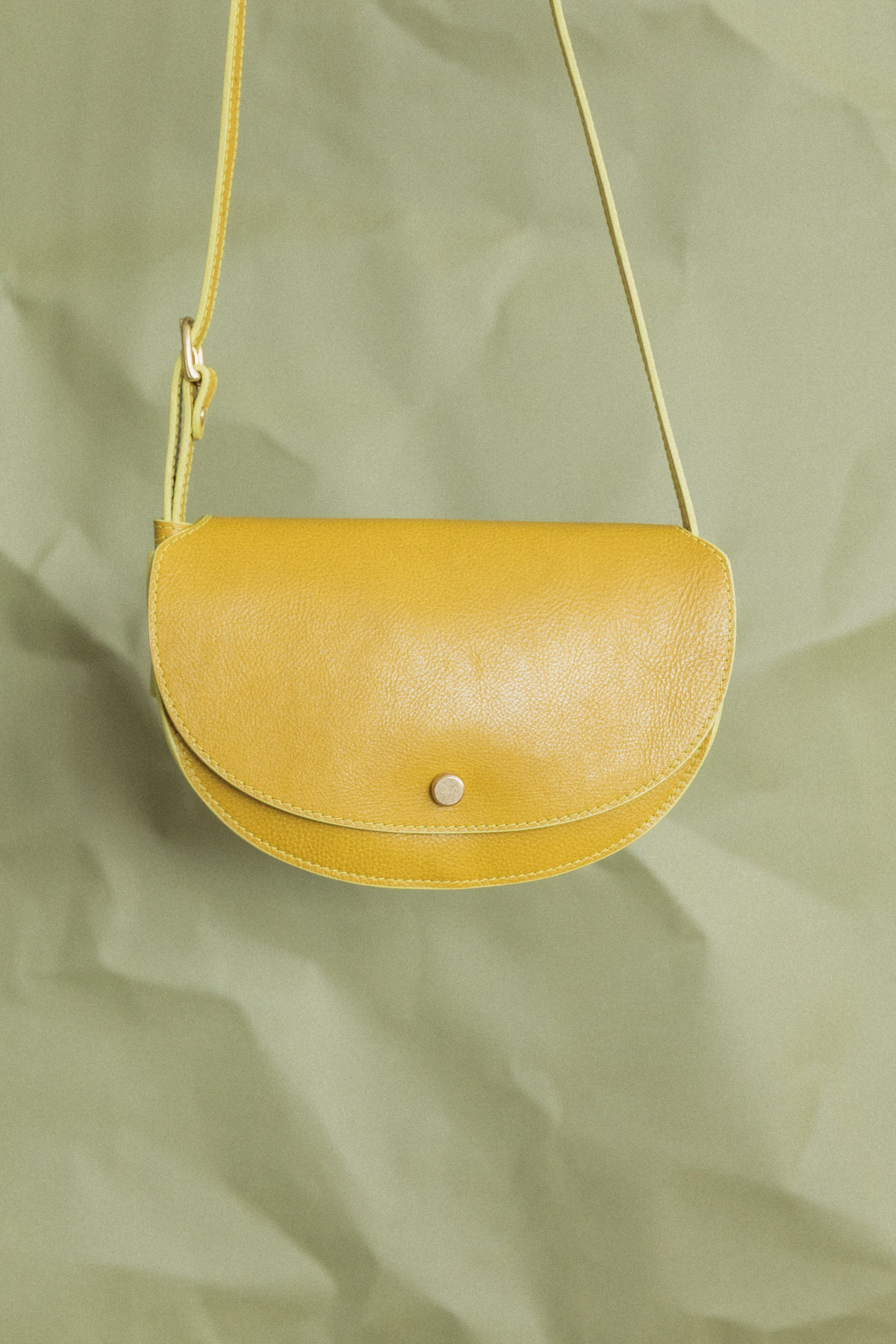 chartreuse leather backpack MEZZO IN CHARTREUSE LEATHER