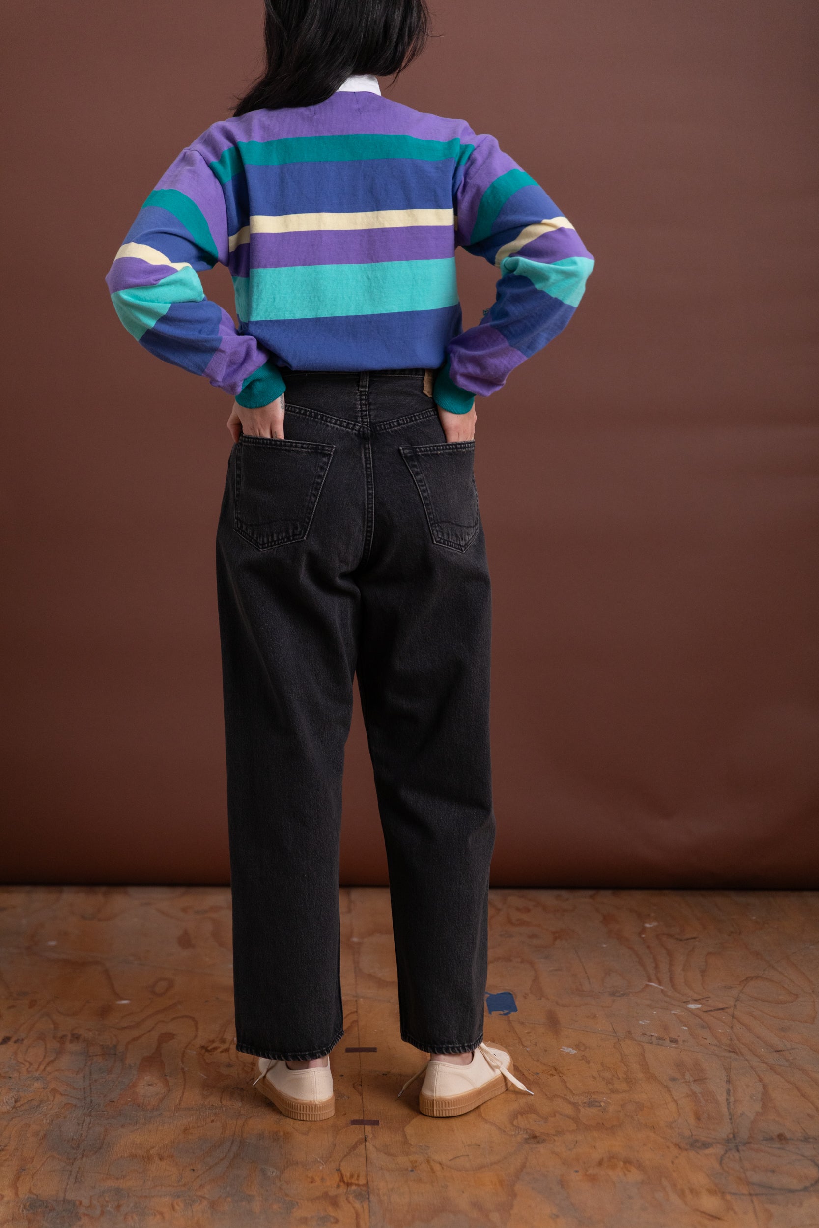 100 SUPER DADS DENIM PANTS IN BLACK DENIM STONE