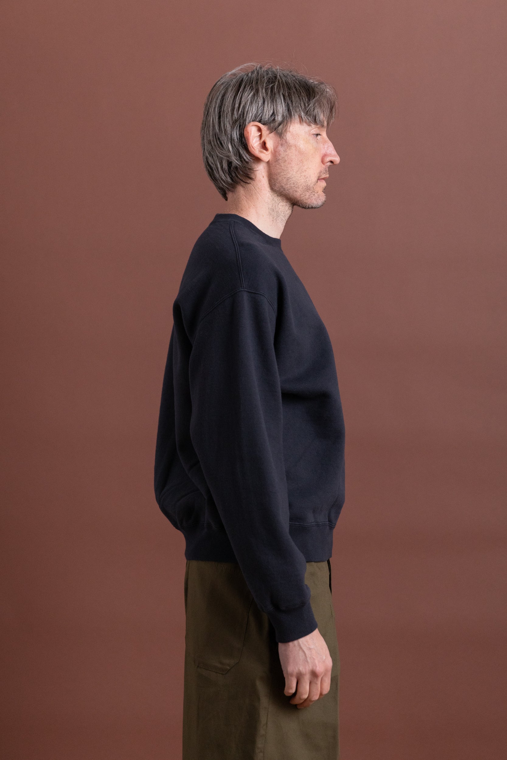 RELAX FIT DENSELY KNIT SWEAT SHIRT IN DARK NAVY