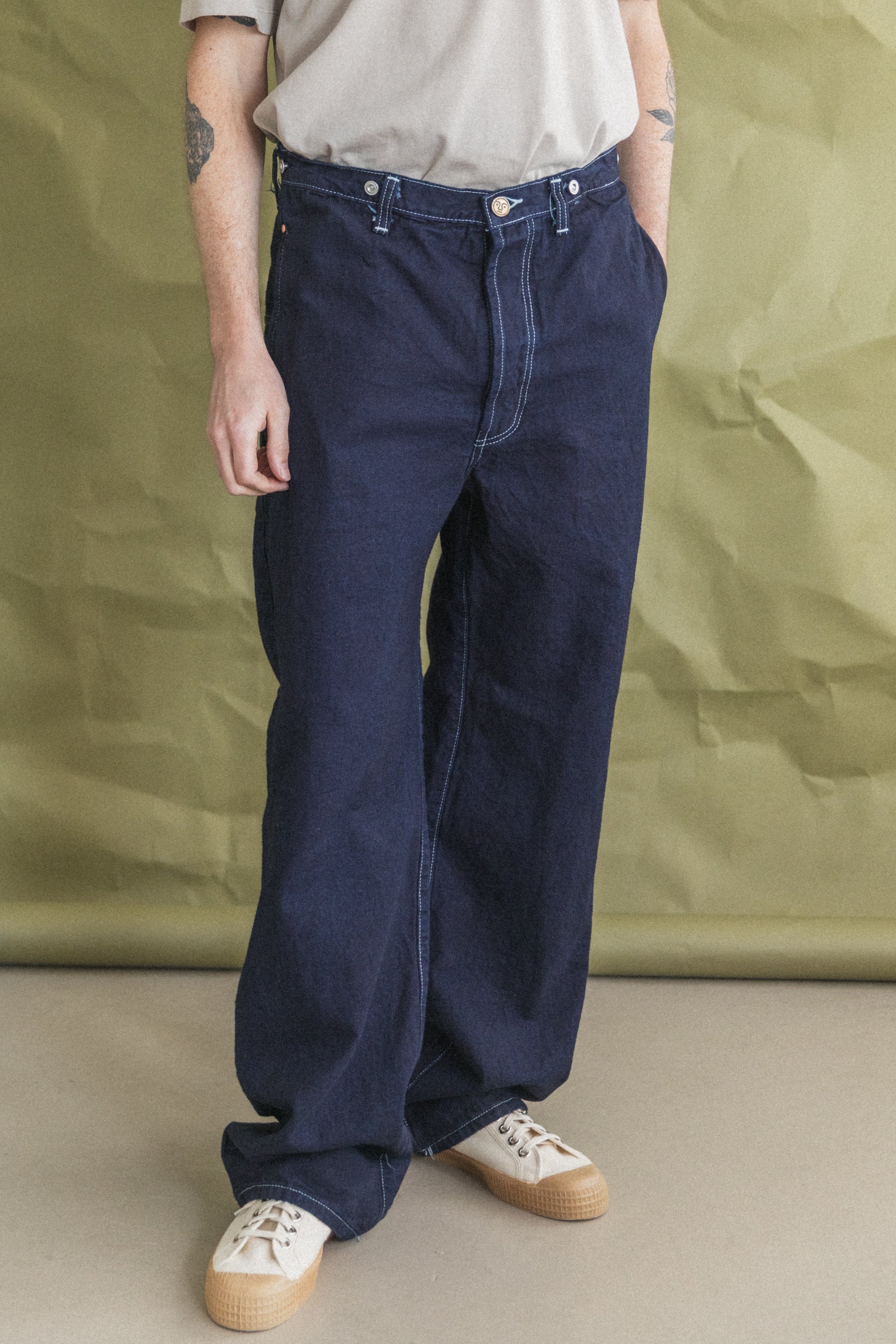 TYPE 156 SPLIT BACK JEANS IN RINSED DOUBLE INDIGO BROKEN TWILL