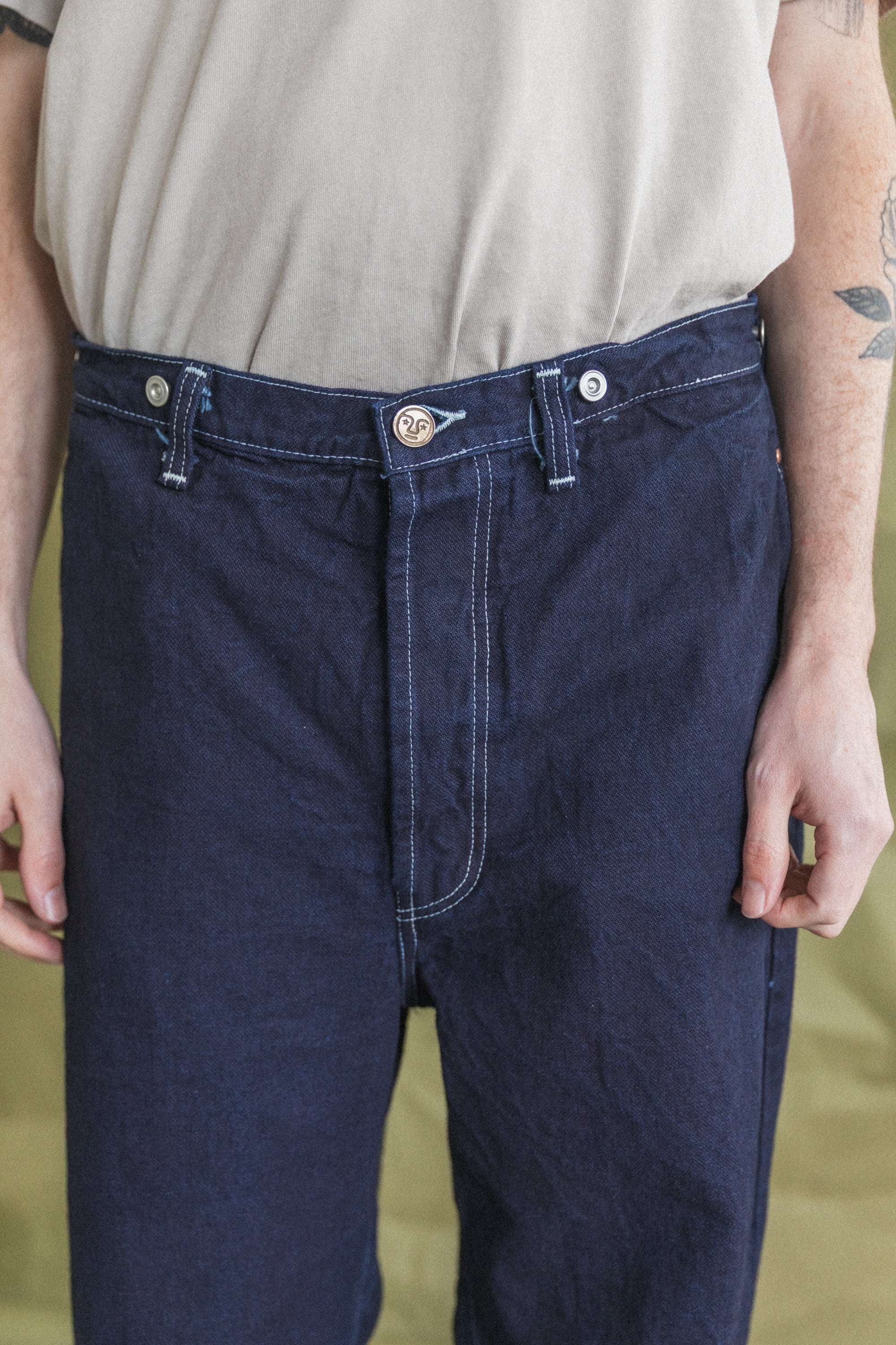 TYPE 156 SPLIT BACK JEANS IN RINSED DOUBLE INDIGO BROKEN TWILL