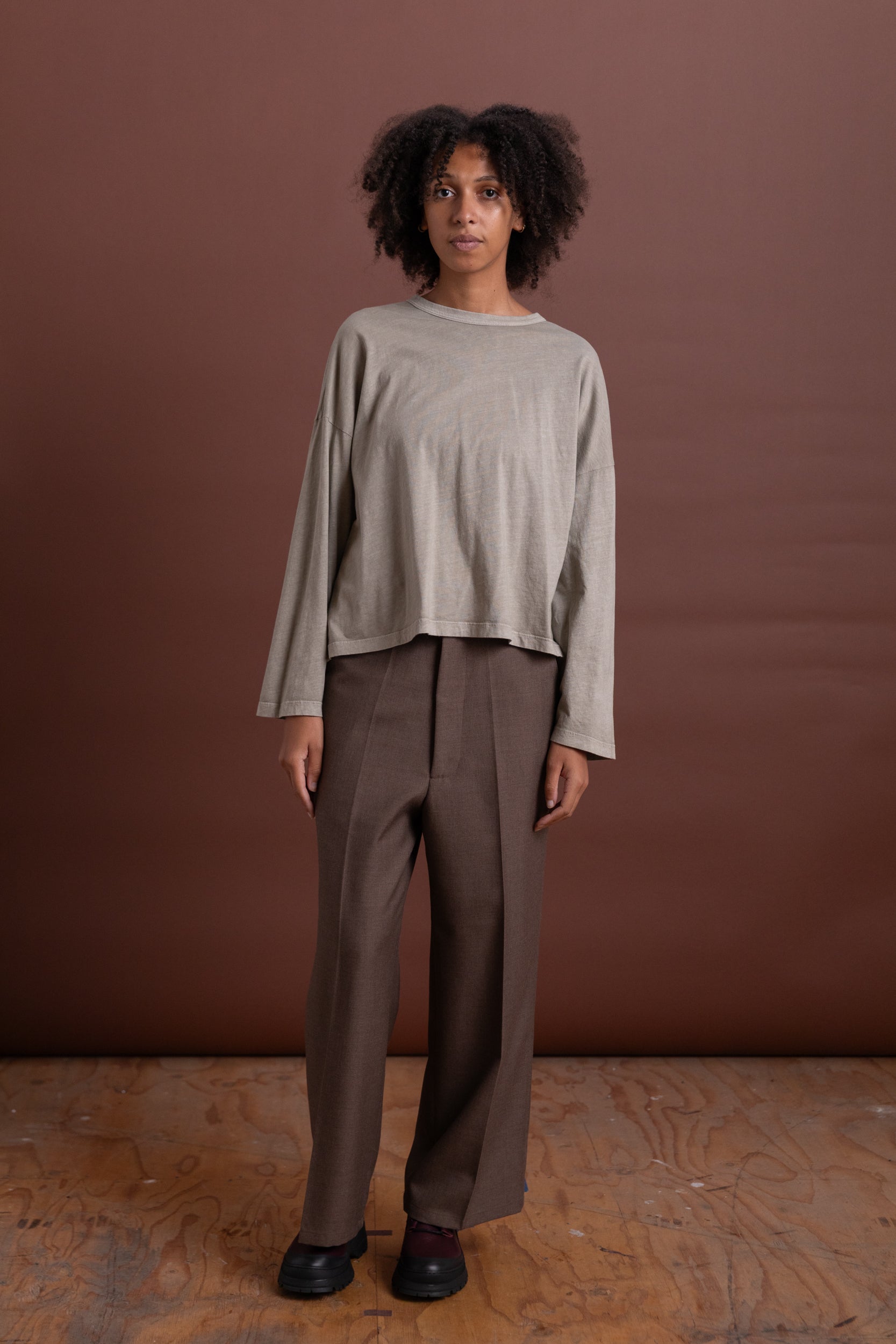 WIDE LONG SLEEVE TEE IN LIMESTONE