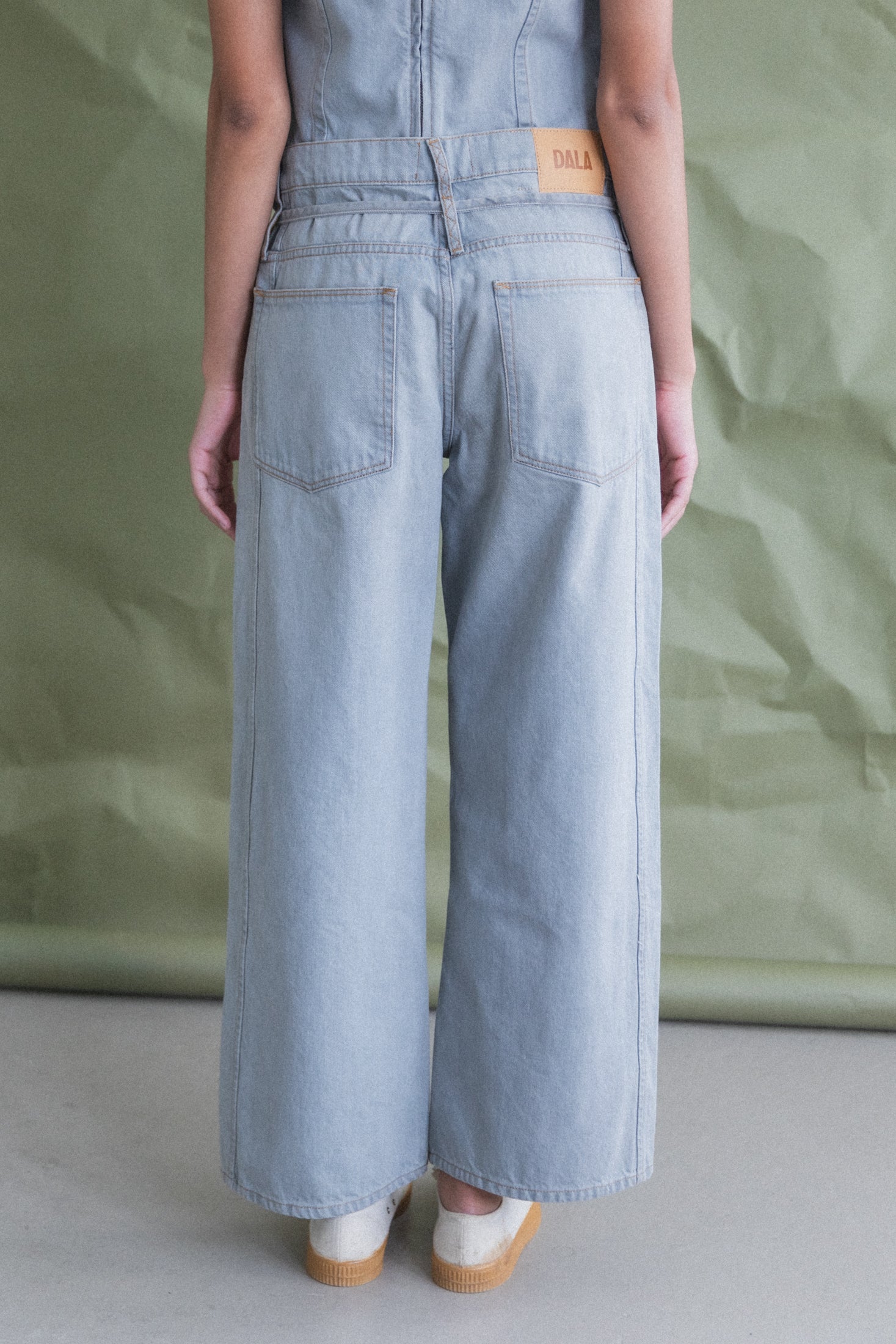 TIE FRONT SLING JEANS IN LUNAR DENIM