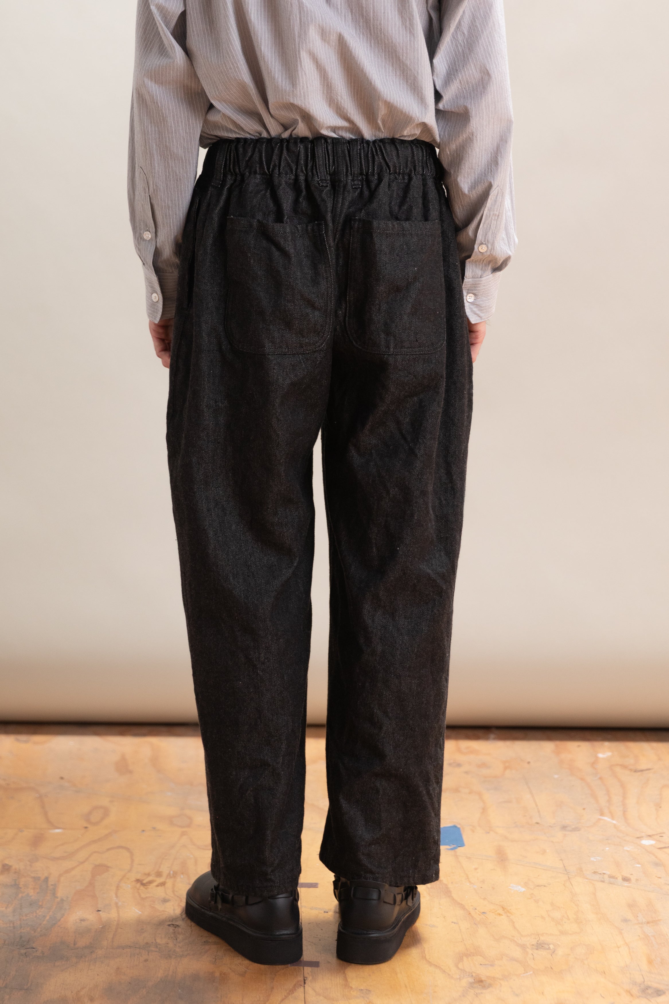 CRAWL JEAN IN BLACK WARP WOOL-CORE SELVEDGE