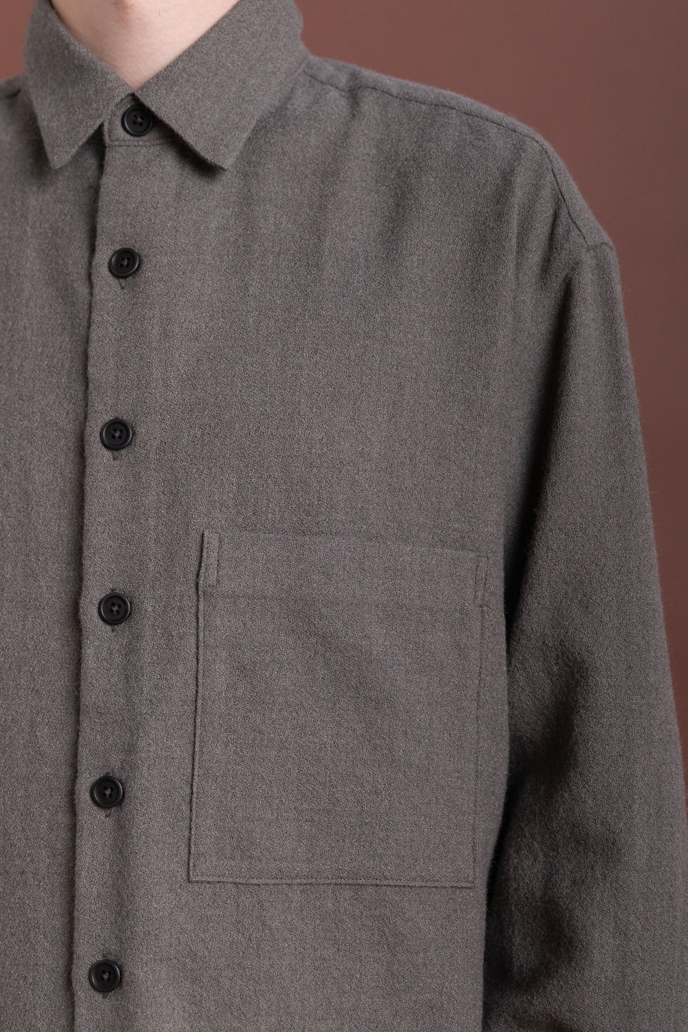 BIG SHIRT TWO IN HEATHER GREY WOOL GAUZE
