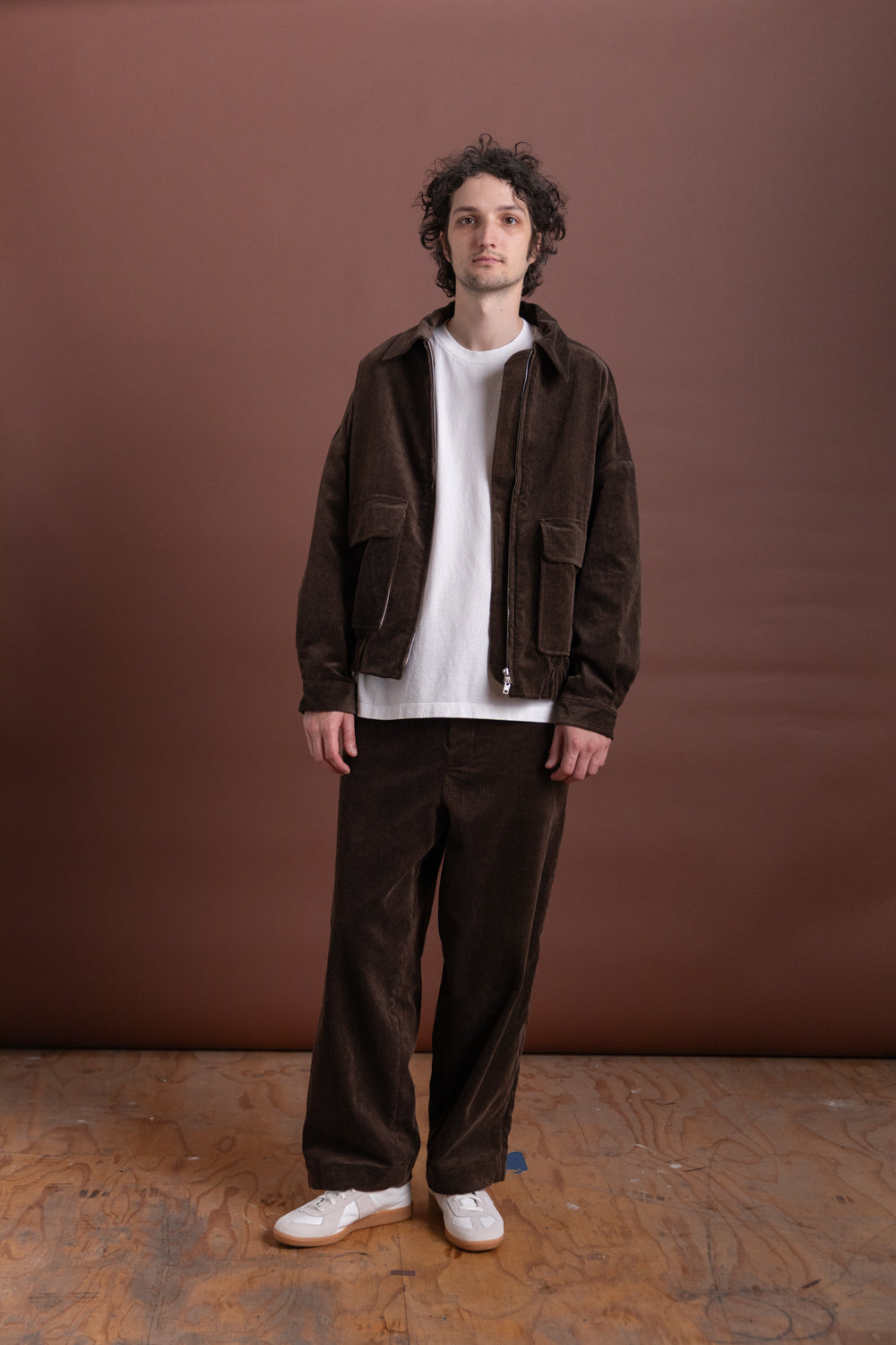 ZIP JACKET TWO IN BROWN SUMI INK CORDUROY