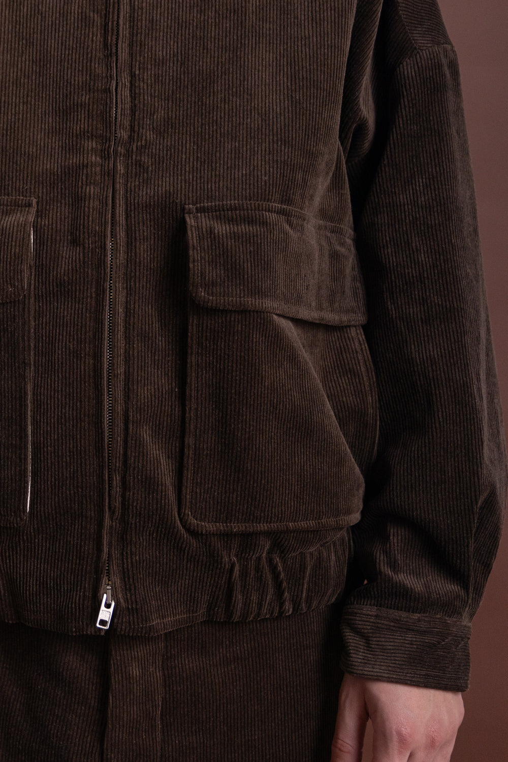 ZIP JACKET TWO IN BROWN SUMI INK CORDUROY