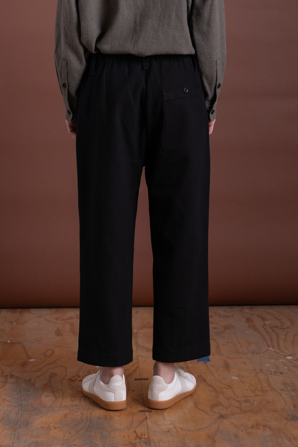 ELASTIC PANT IN BLACK COTTON KERSEY