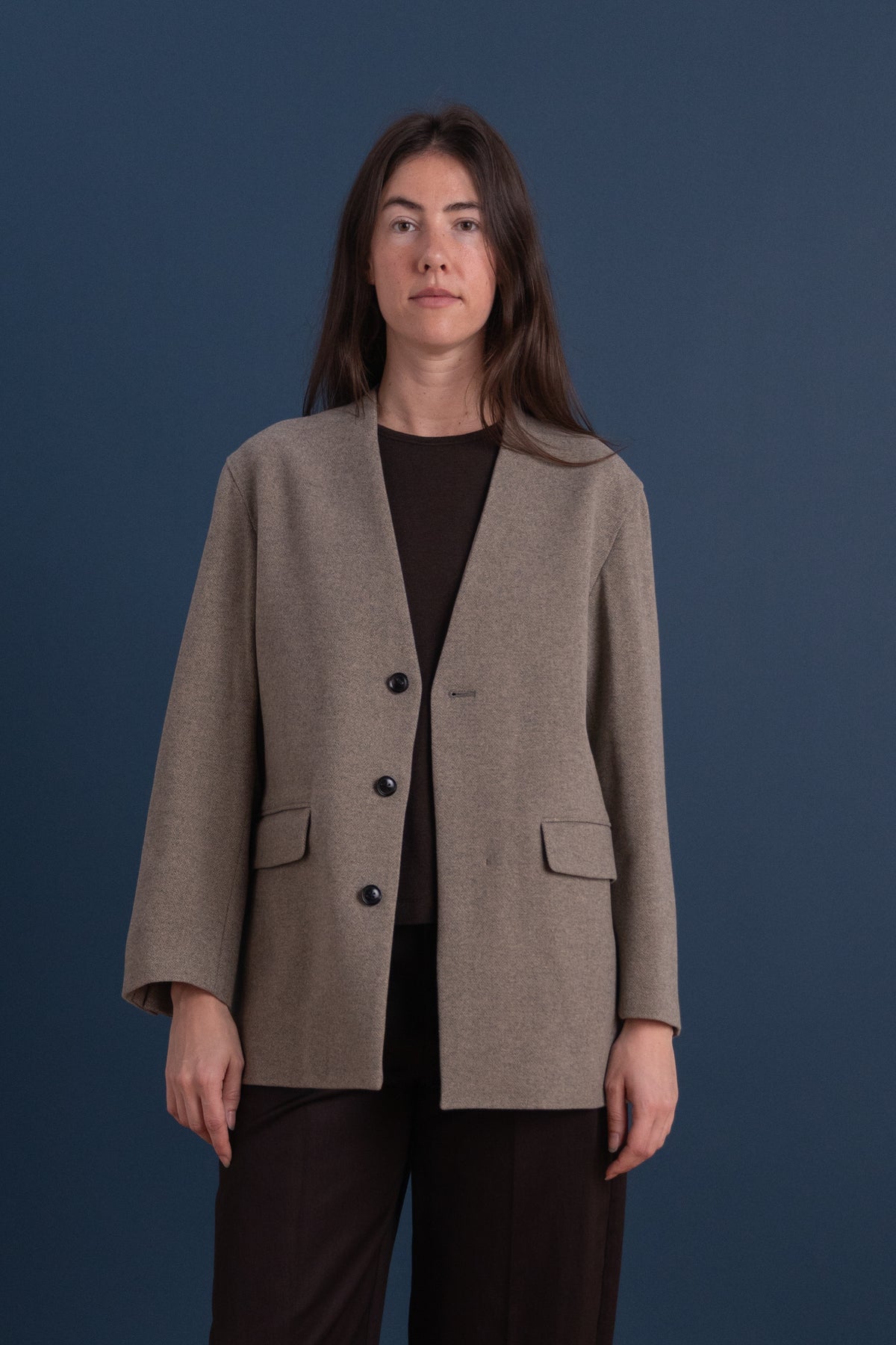 NO COLLAR JACKET IN GRAYGE