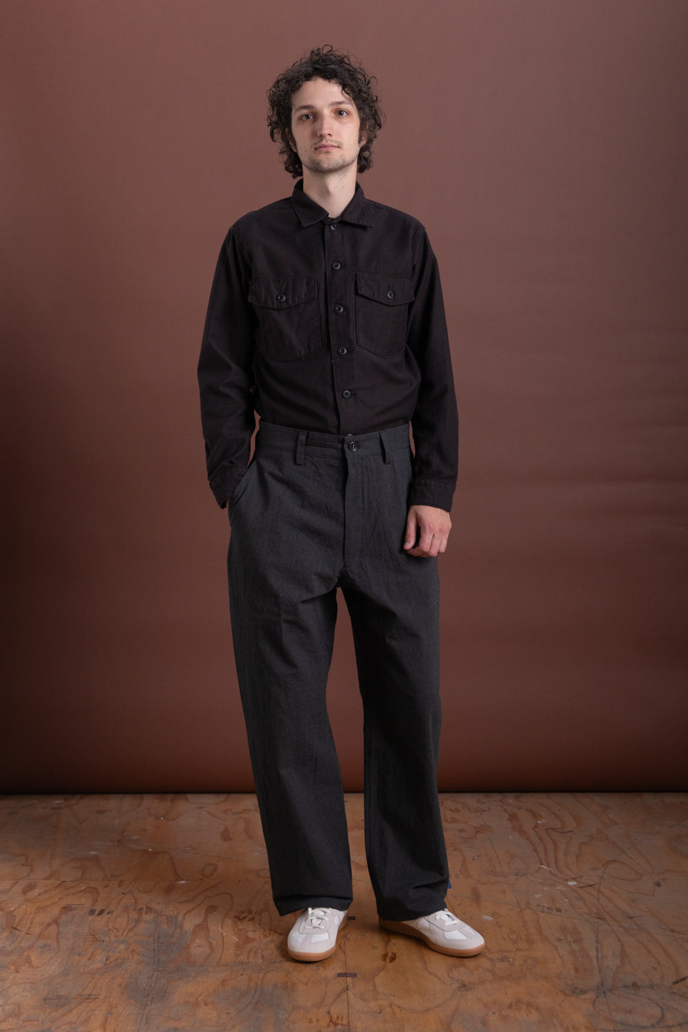 R19 P4 WIDE PANTS IN GRANITE WOOL