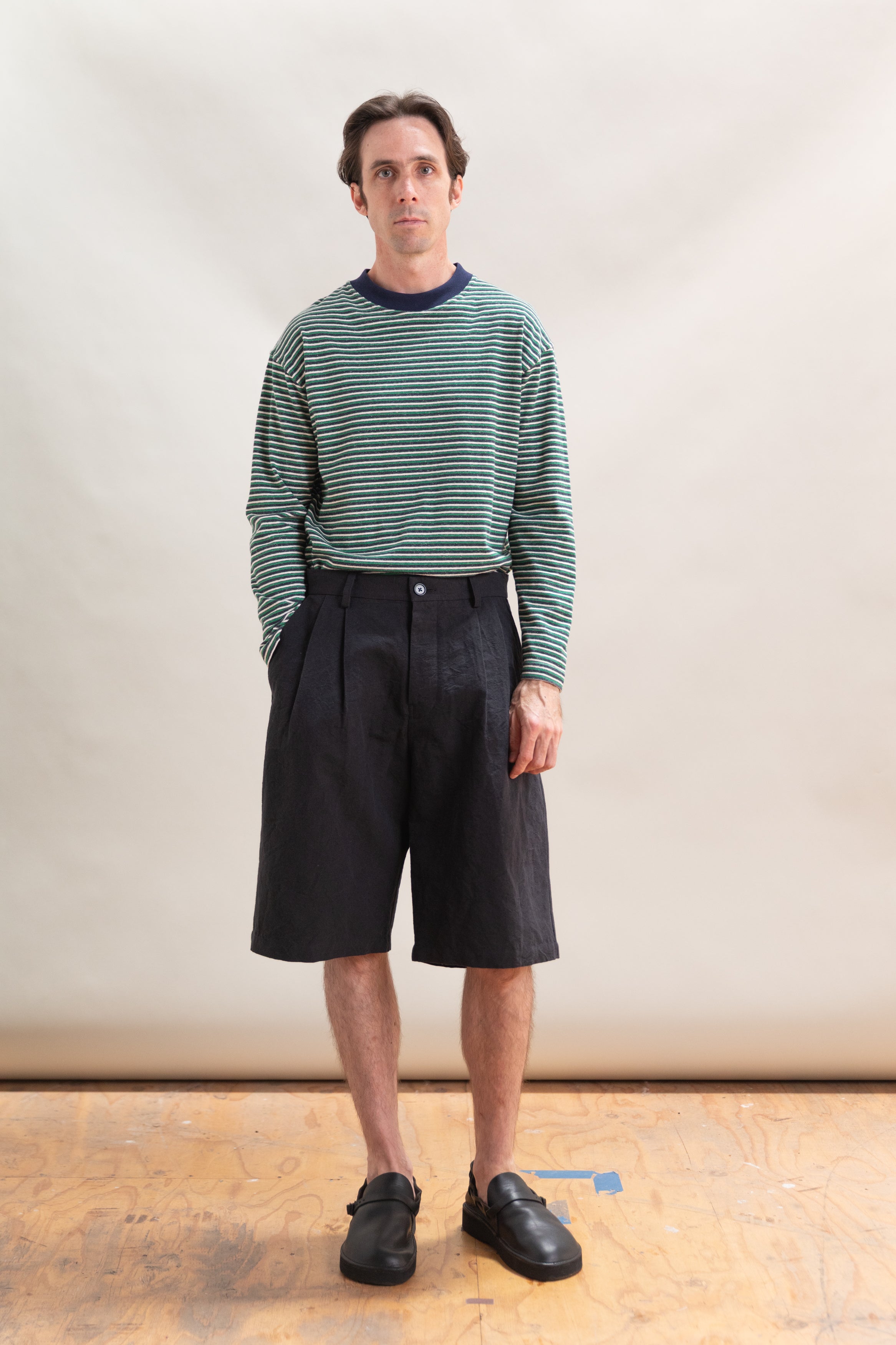 DRESS SHORTS IN LINEN/COTTON BUFF