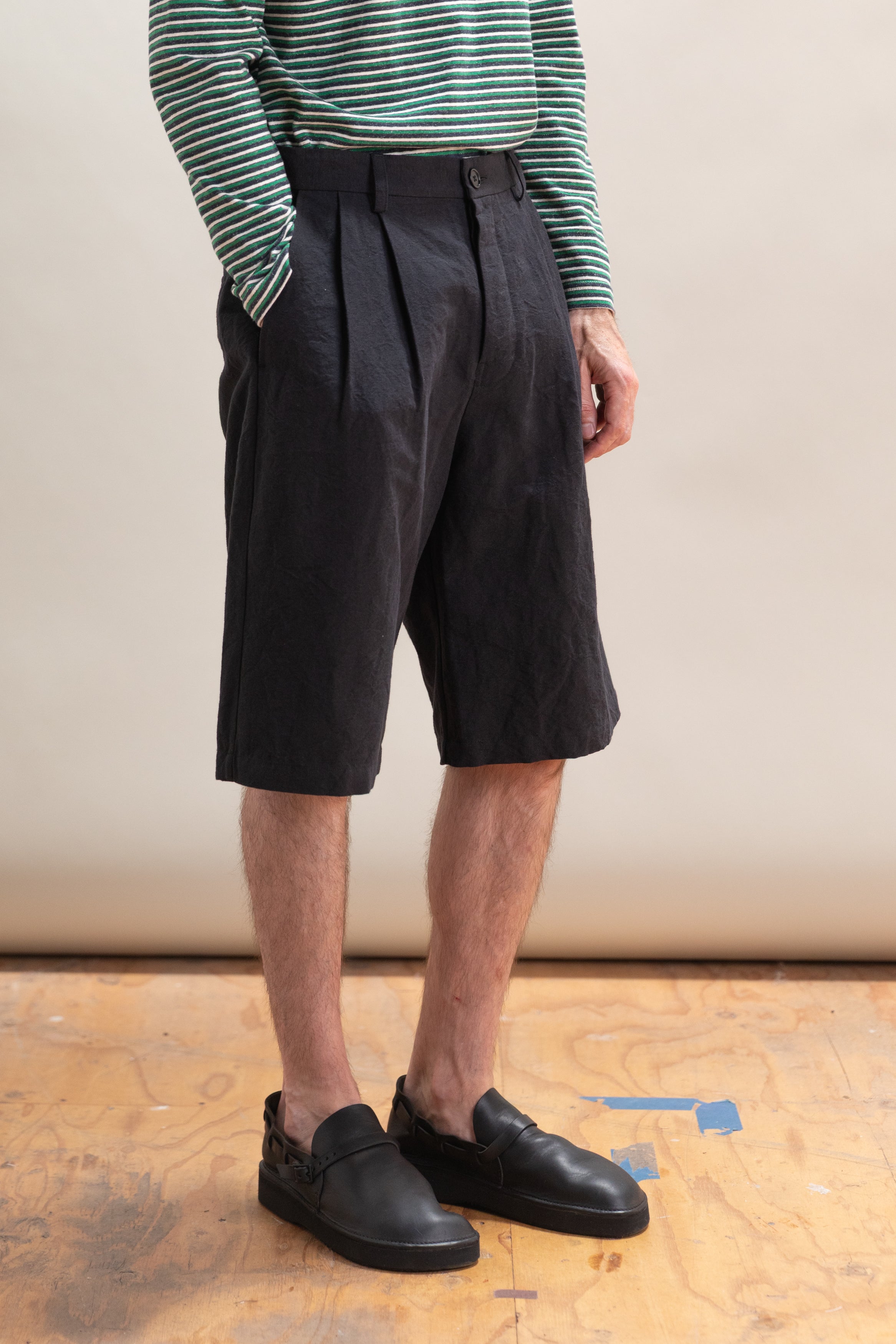 DRESS SHORTS IN LINEN/COTTON BUFF