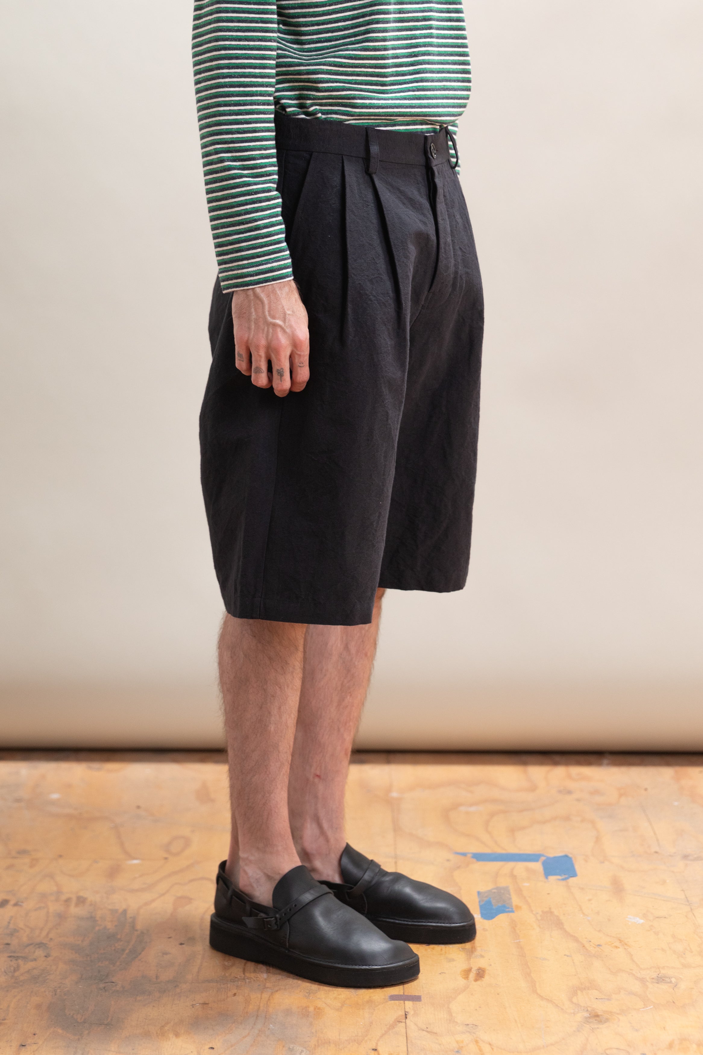 DRESS SHORTS IN LINEN/COTTON BUFF