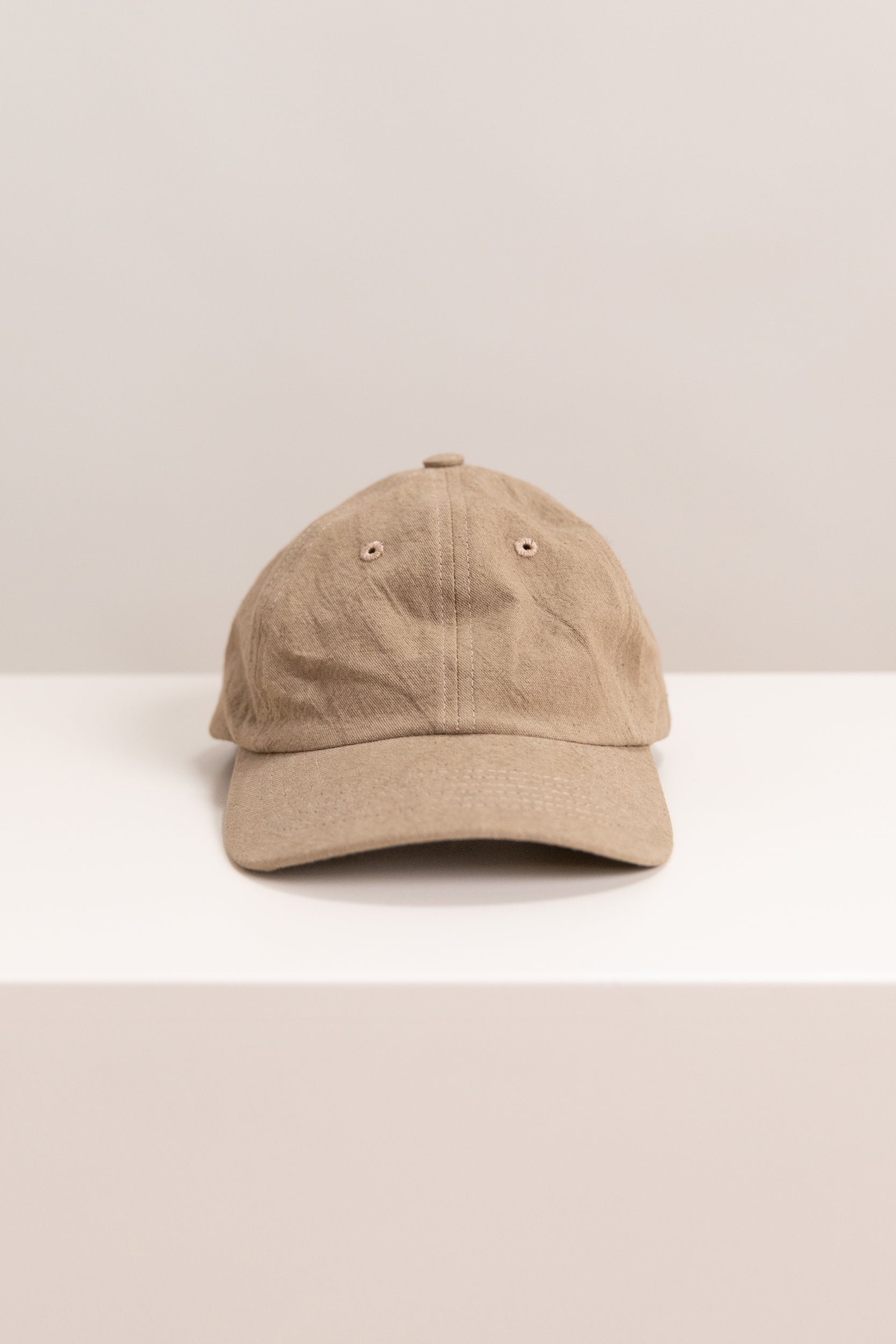 BALL CAP IN TAN COTTON LINEN CANVAS
