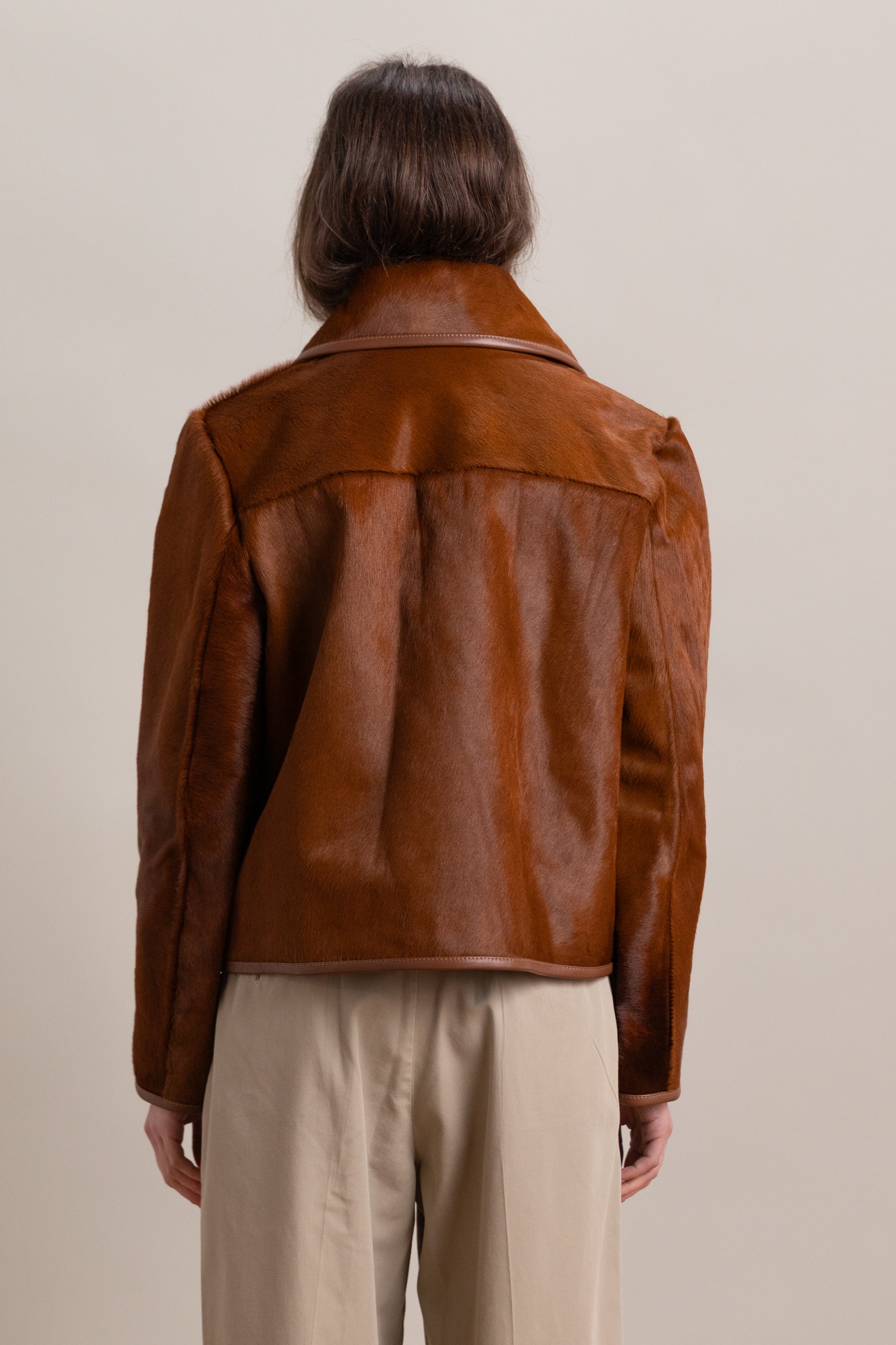 ADA JACKET IN CHESTNUT HAIR ON HIDE LEATHER