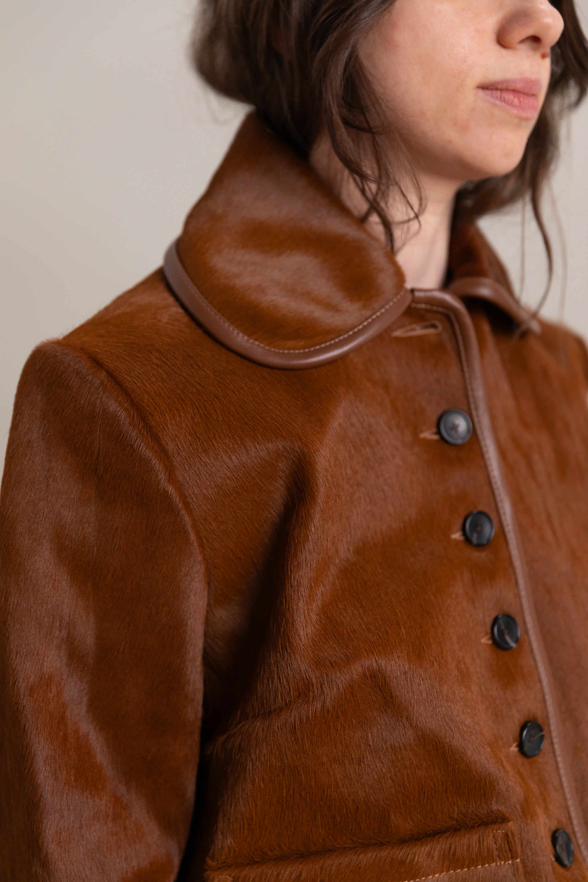 ADA JACKET IN CHESTNUT HAIR ON HIDE LEATHER