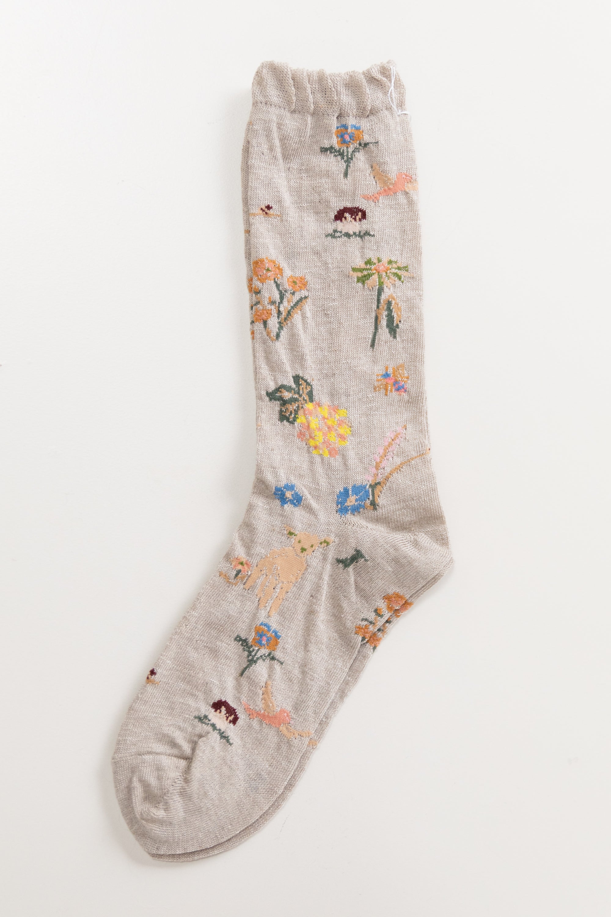 GARDEN FLOWERS SOCKS IN BEIGE