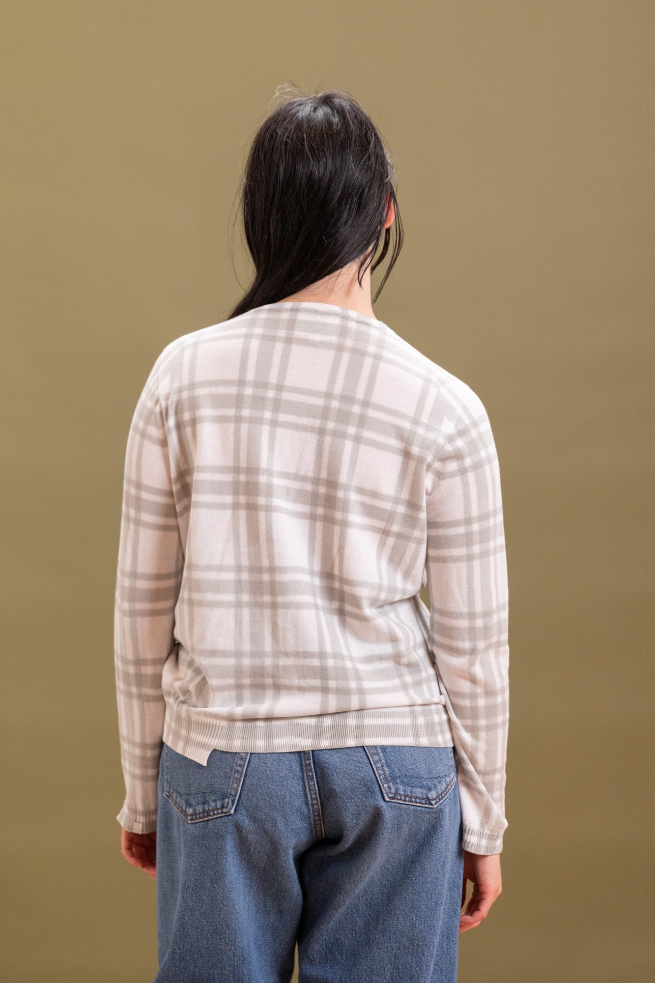 ITAZOME KNIT CARDIGAN IN LIGHT GREY COTTON