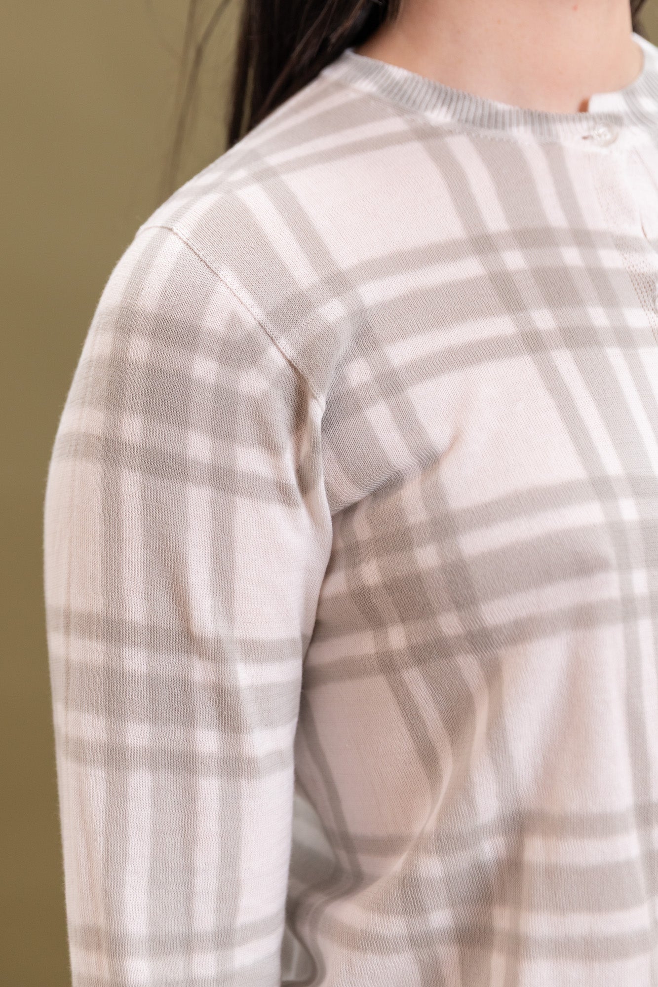 ITAZOME KNIT CARDIGAN IN LIGHT GREY COTTON