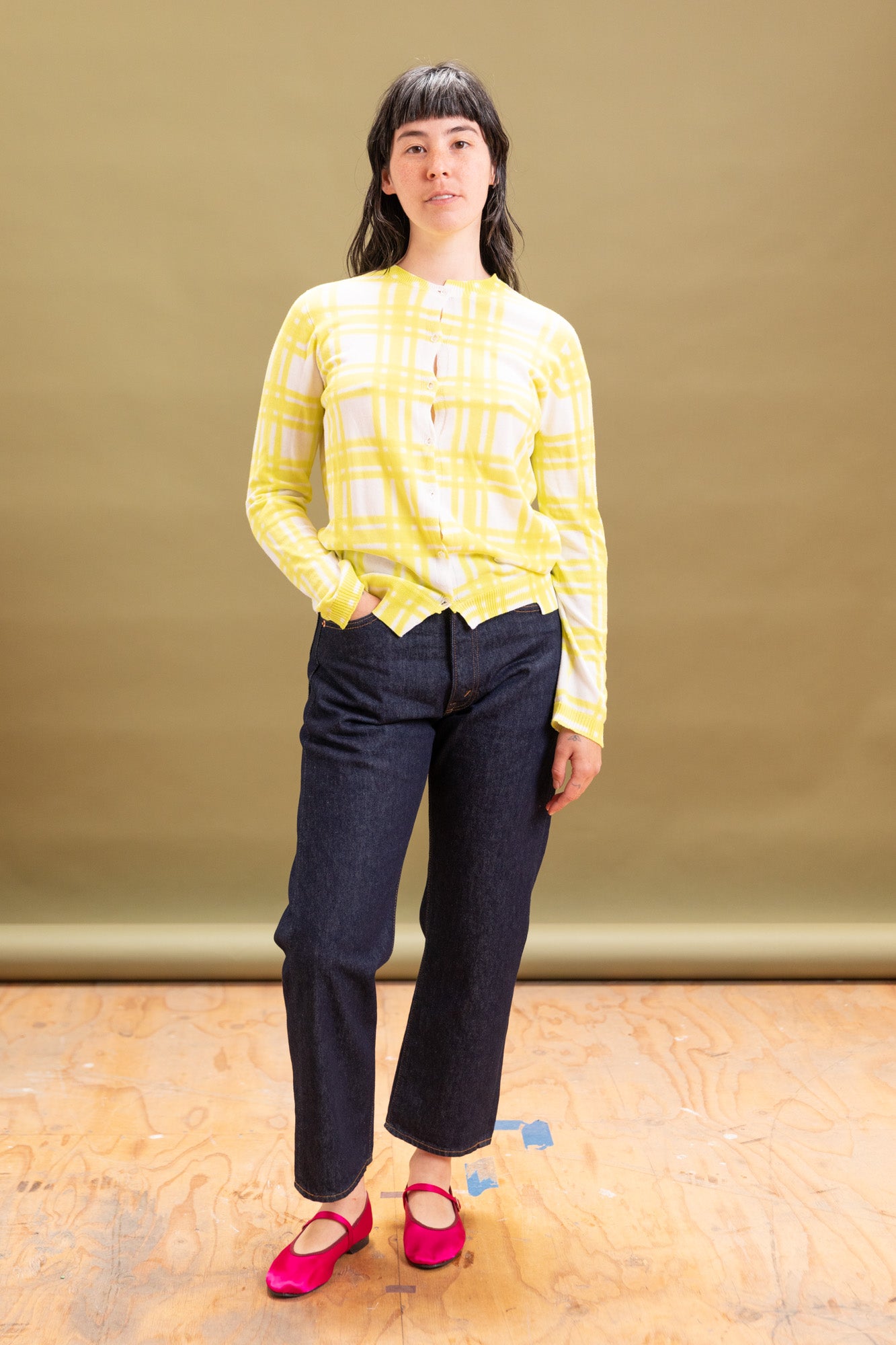 ITAZOME KNIT CARDIGAN IN YELLOW COTTON