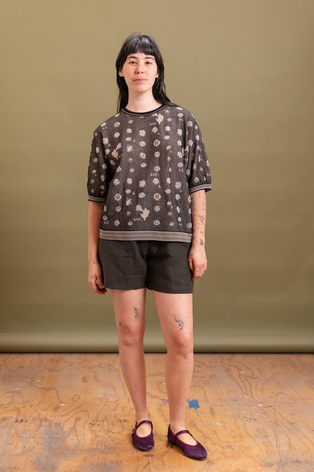 JACQUARD KNIT PULLOVER IN BLACK