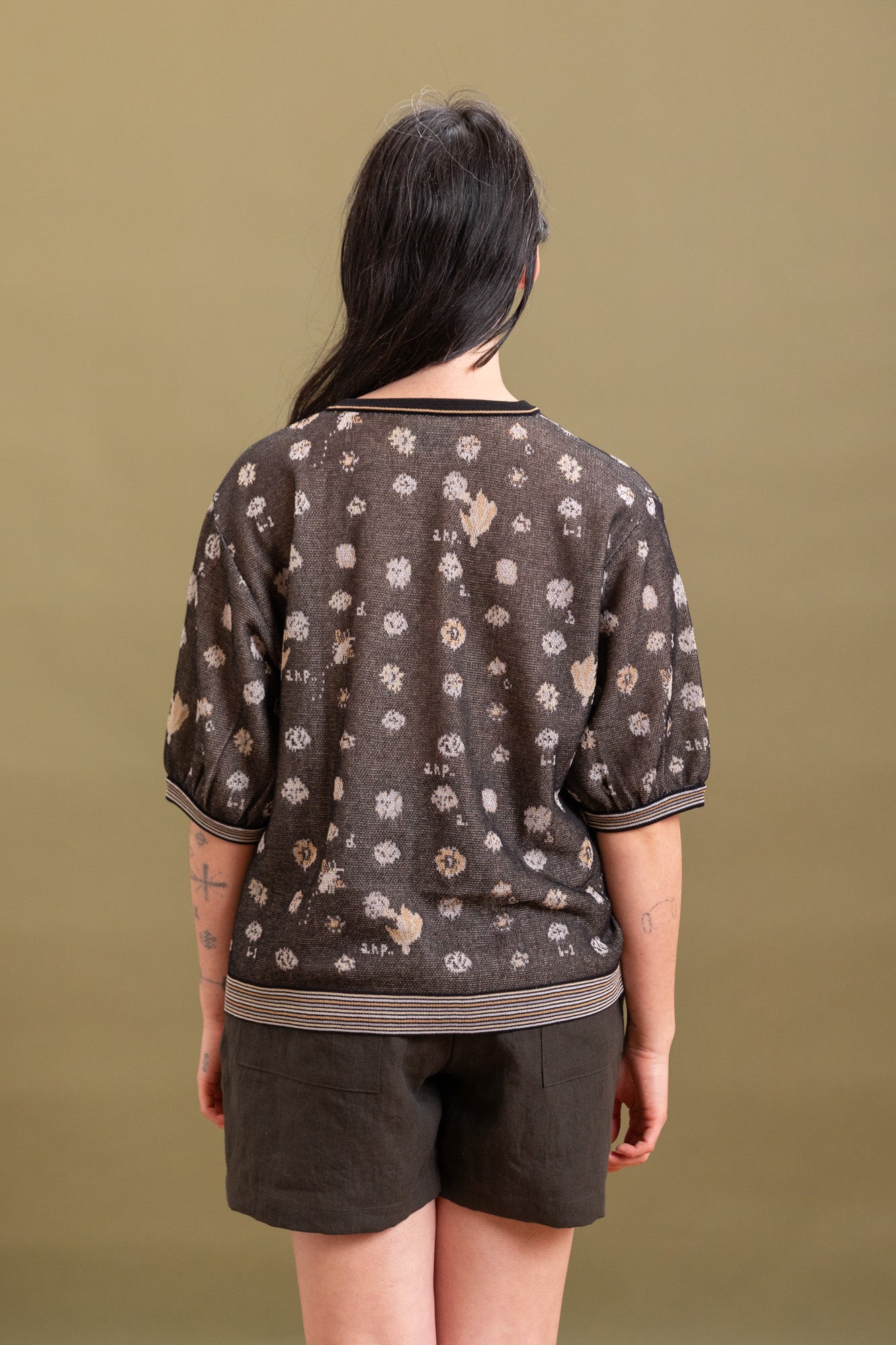 JACQUARD KNIT PULLOVER IN BLACK