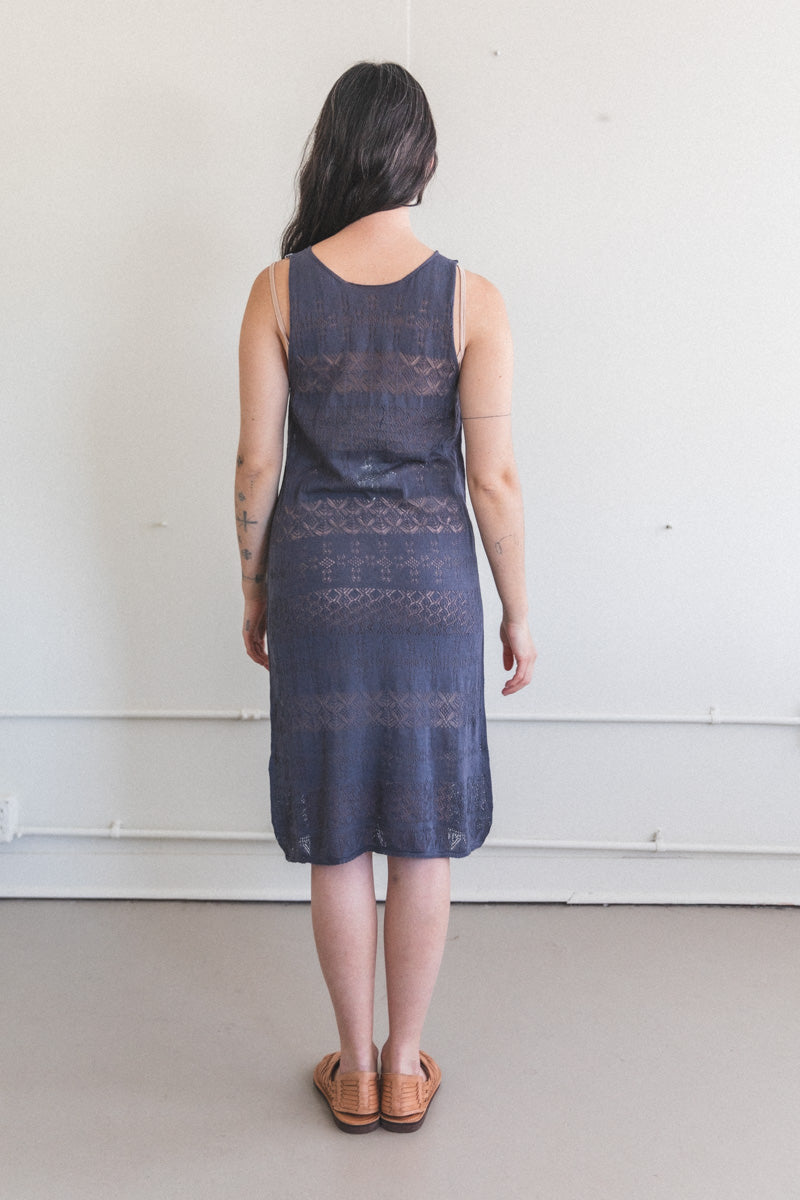 KNITTED LACE DRESS IN CHARCOAL
