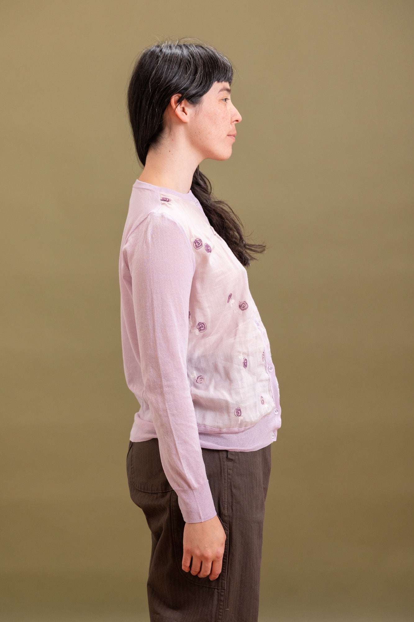 KNIT CARDIGAN WITH EMBROIDERY IN LIGHT PINK