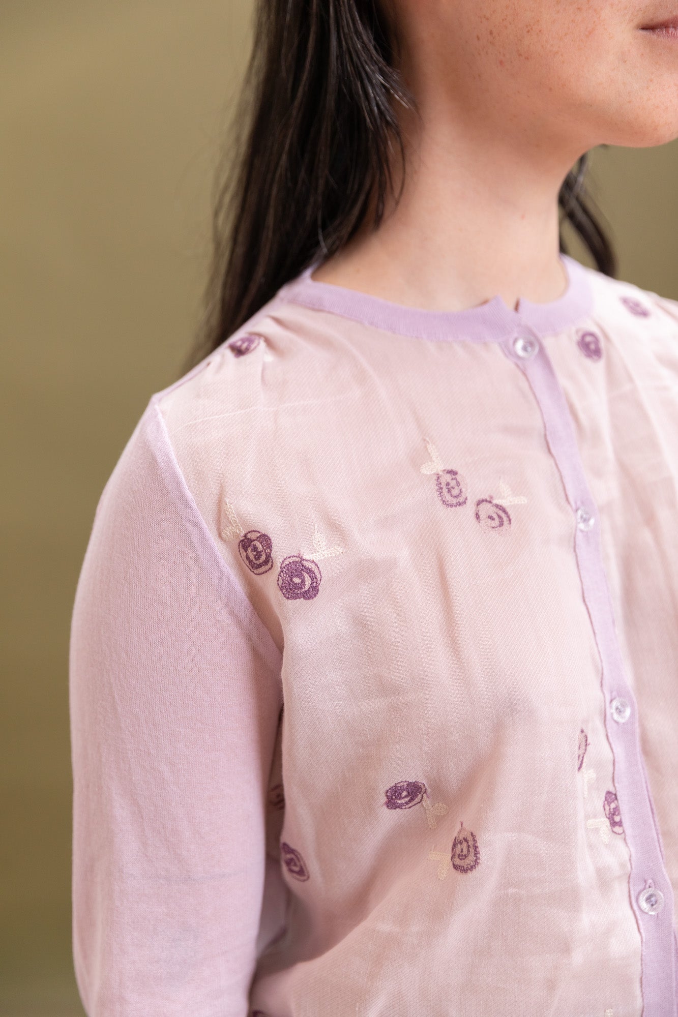 KNIT CARDIGAN WITH EMBROIDERY IN LIGHT PINK