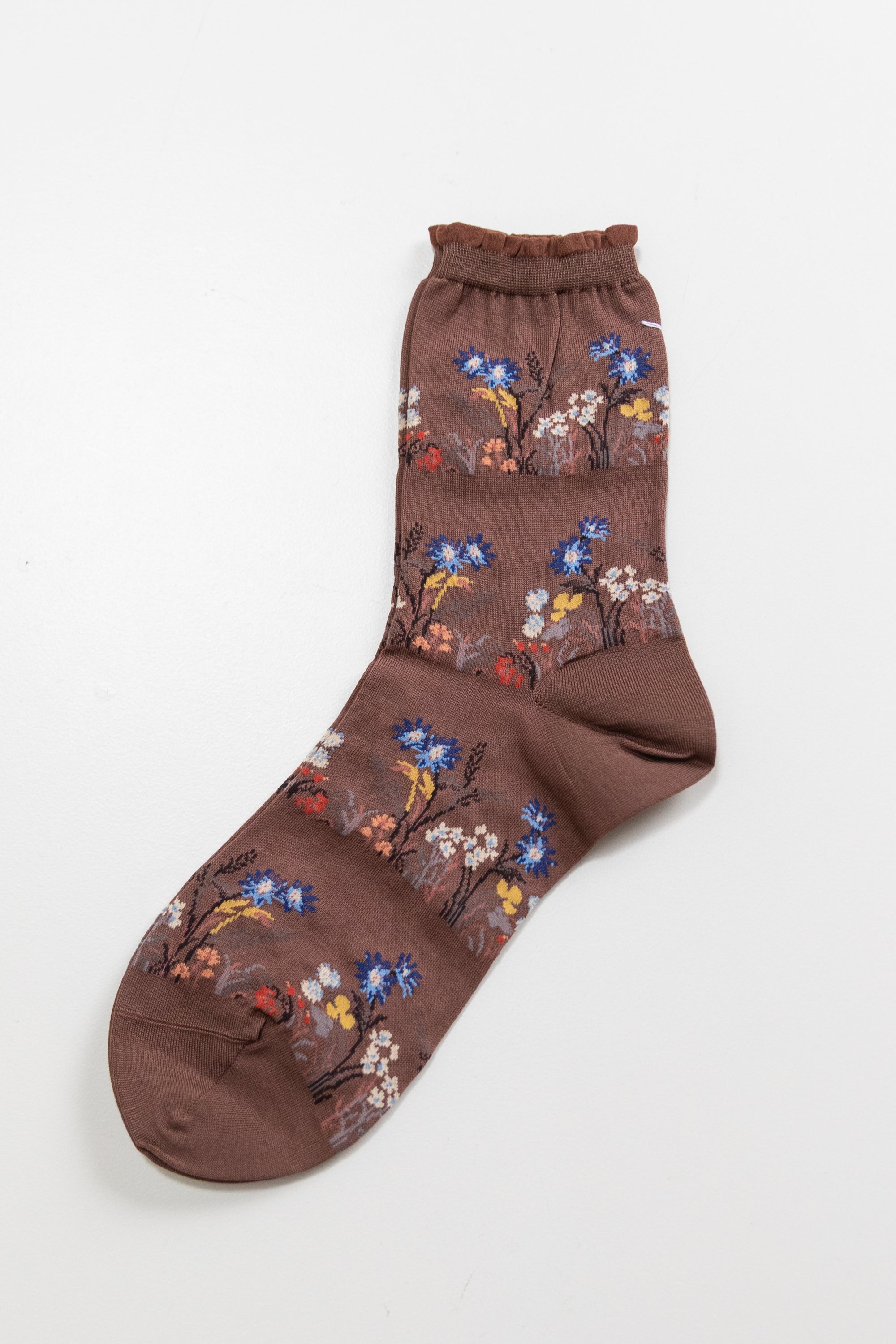 WILD FLOWER SOCKS IN BROWN