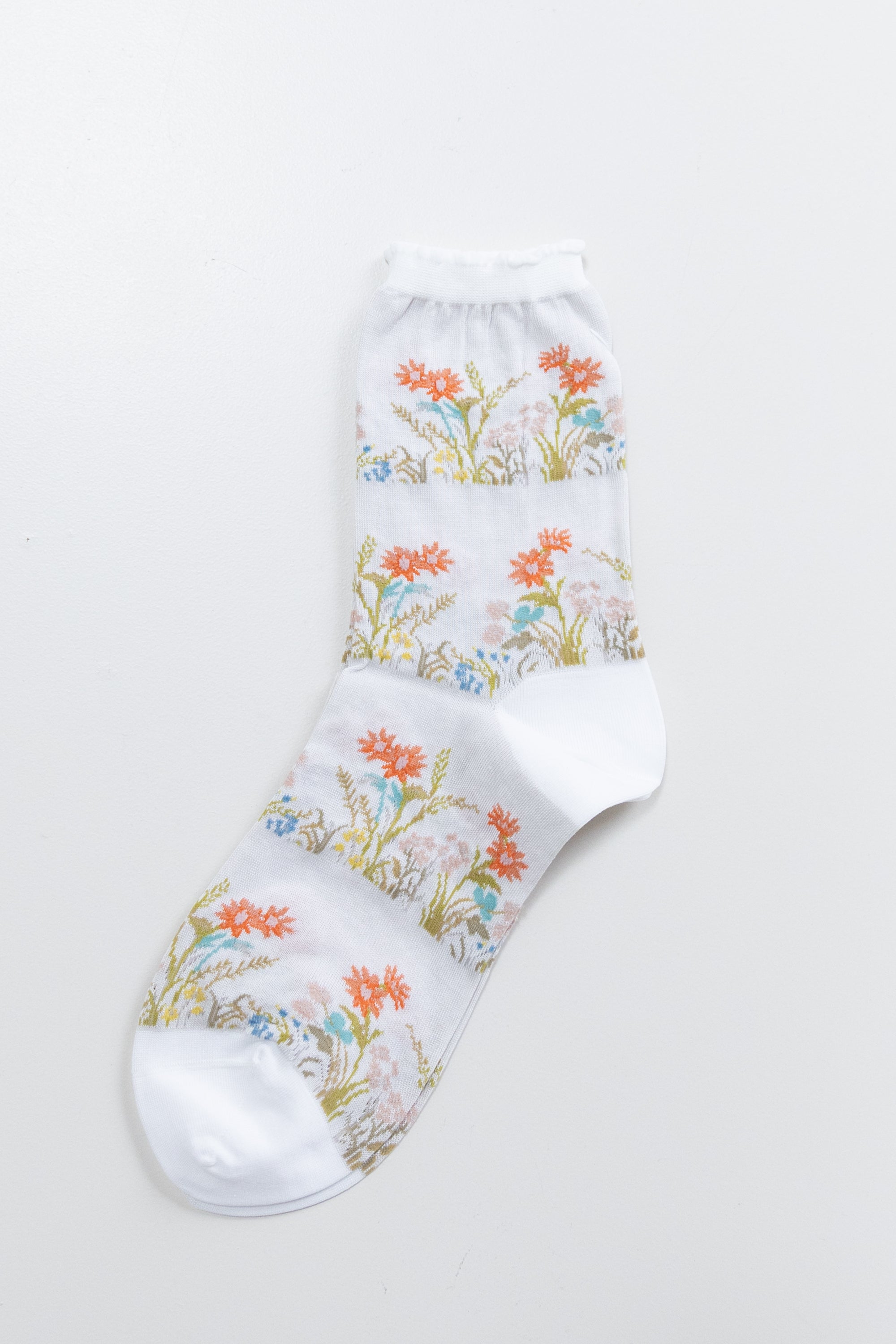 WILD FLOWER SOCKS IN WHITE
