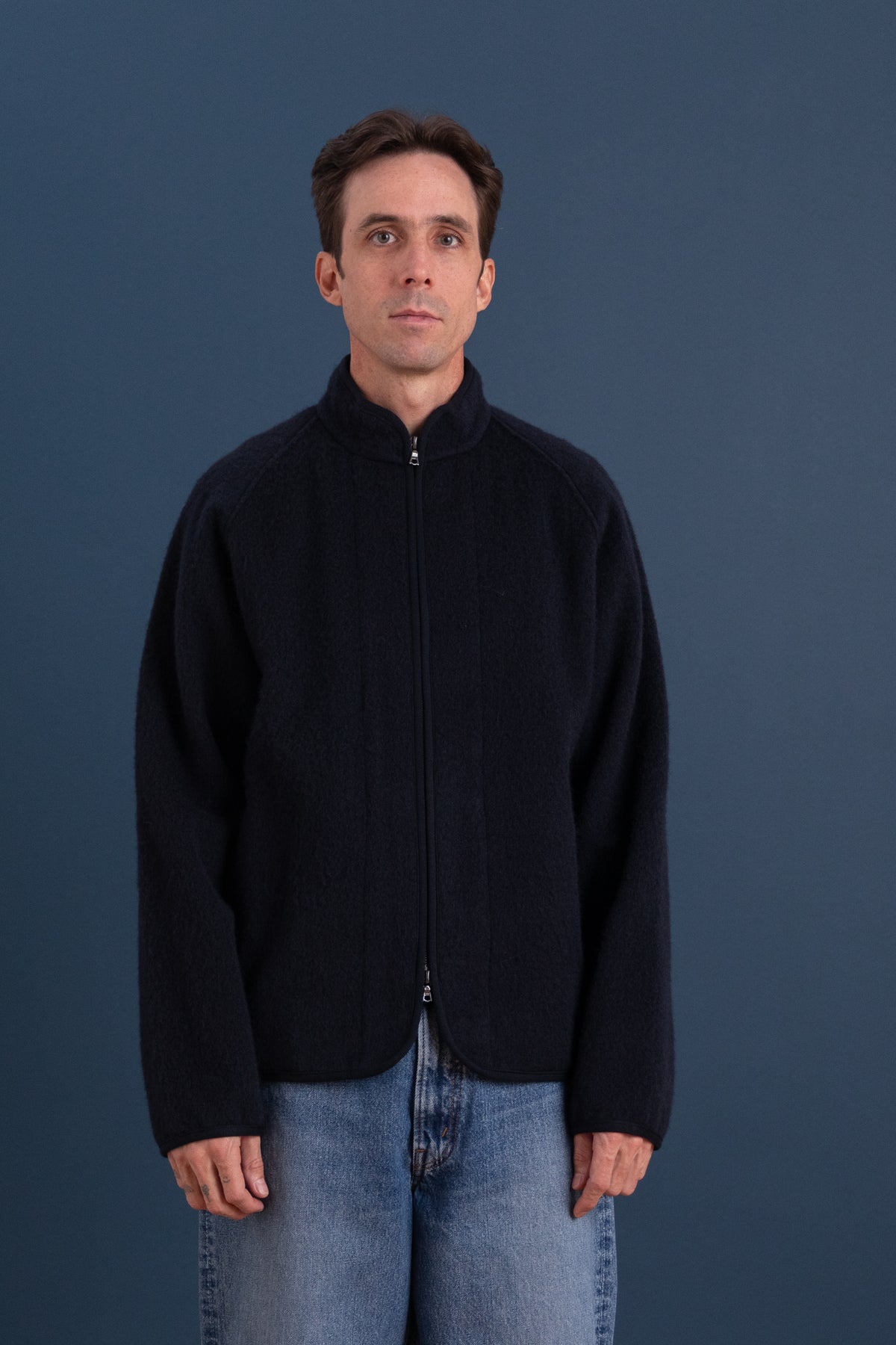 COUNTOUR JACKET IN MIDNIGHT SHAGGY WOOL NYLON