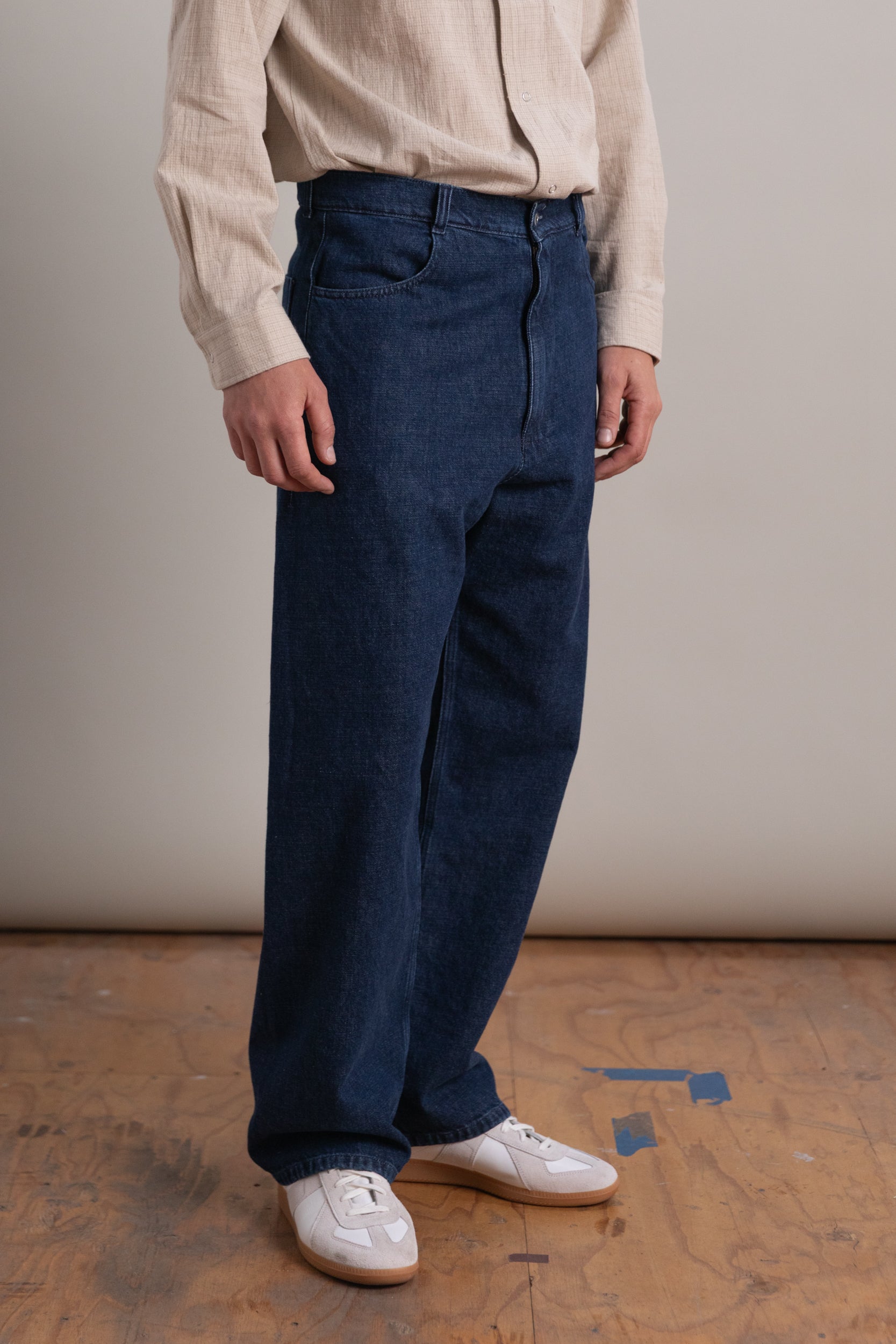 FOUR POCKET BIG PANTS IN DARK INDIGO DENIM