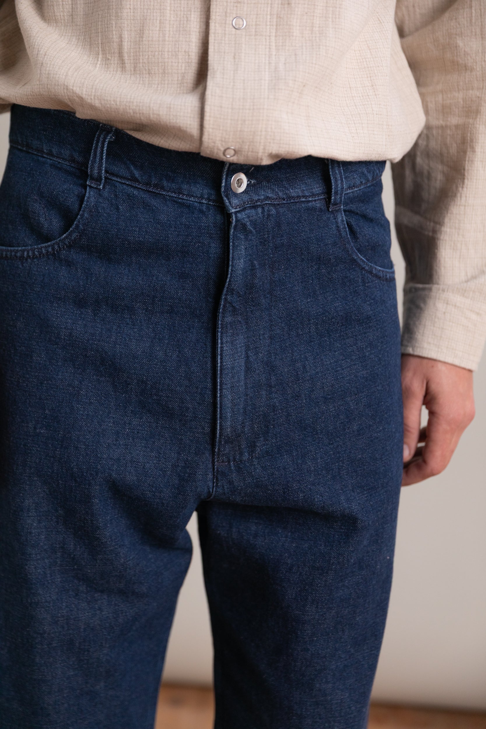 FOUR POCKET BIG PANTS IN DARK INDIGO DENIM