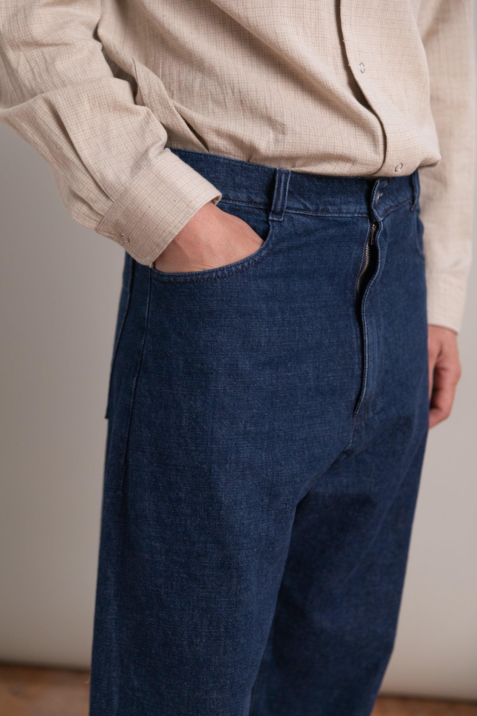 FOUR POCKET BIG PANTS IN DARK INDIGO DENIM